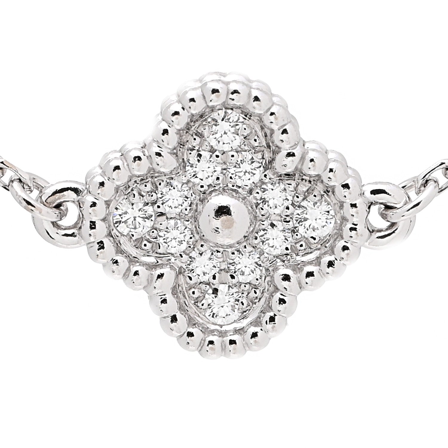 Van Cleef & Arpels 18K White Gold Diamond Sweet Alhambra Bracelet 5 of 5