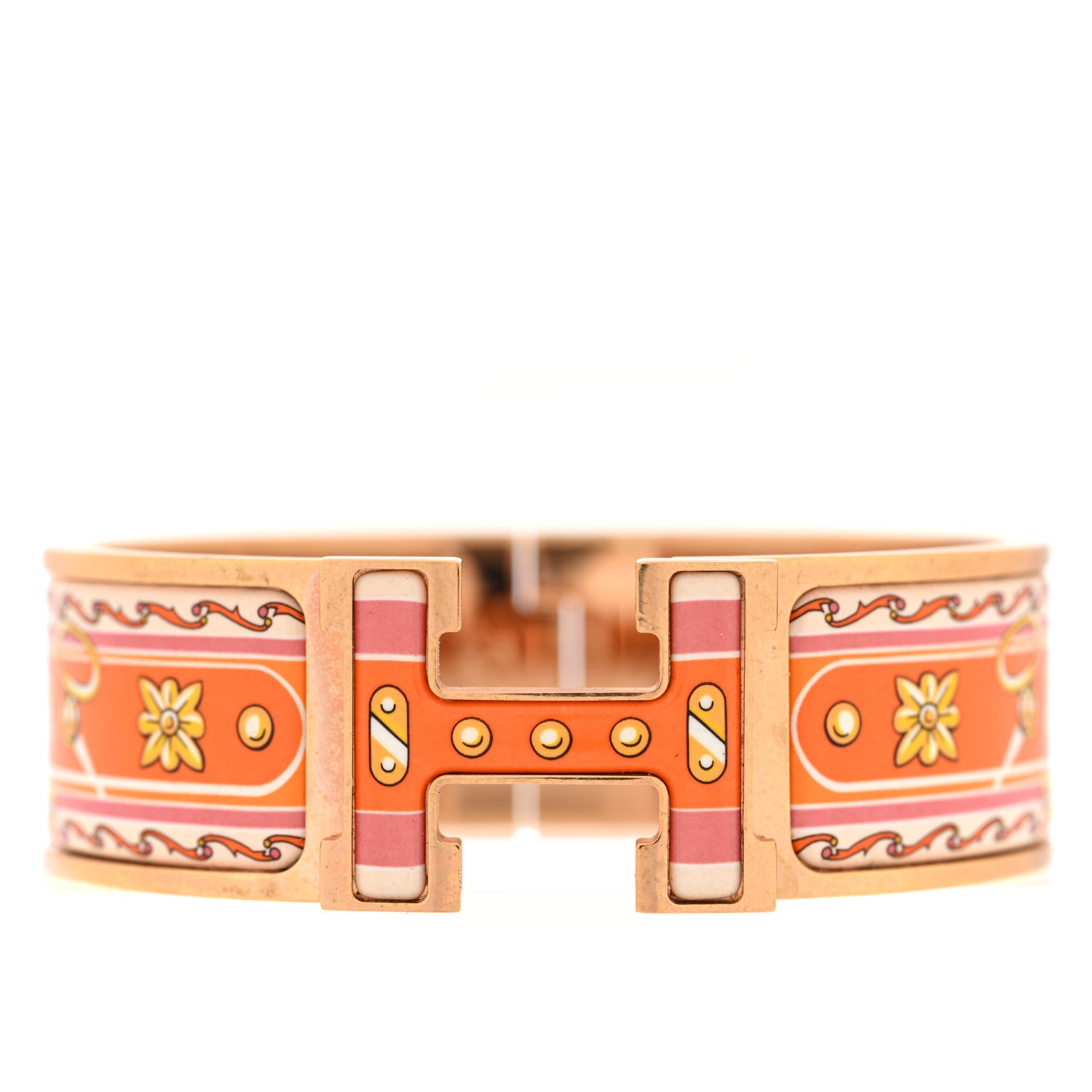 Hermes Enamel Printed Wide Les Voitures Nouvelles Clic Clac H