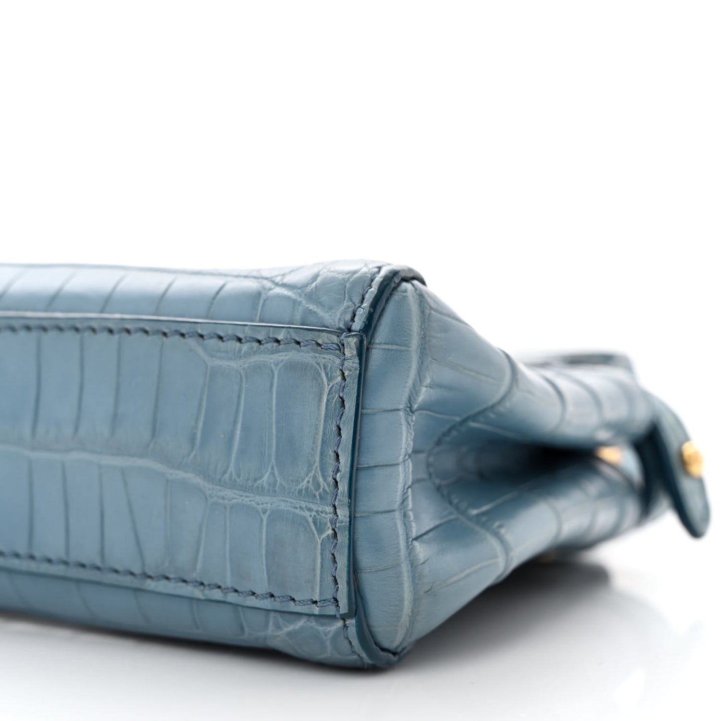 Shiny Crocodile Shiny Nappa Micro Peekaboo Iconic Satchel Blue