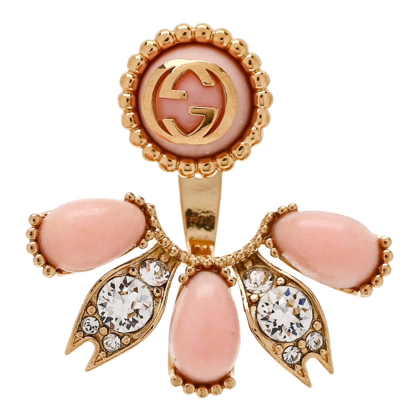 Resin Crystal Single GG Earring Pink Gold
