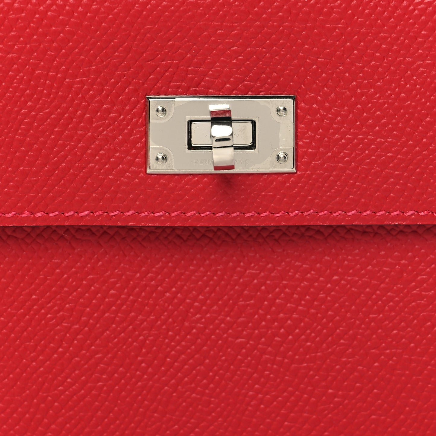 Epsom Kelly Pocket Compact Wallet Rouge Casaque