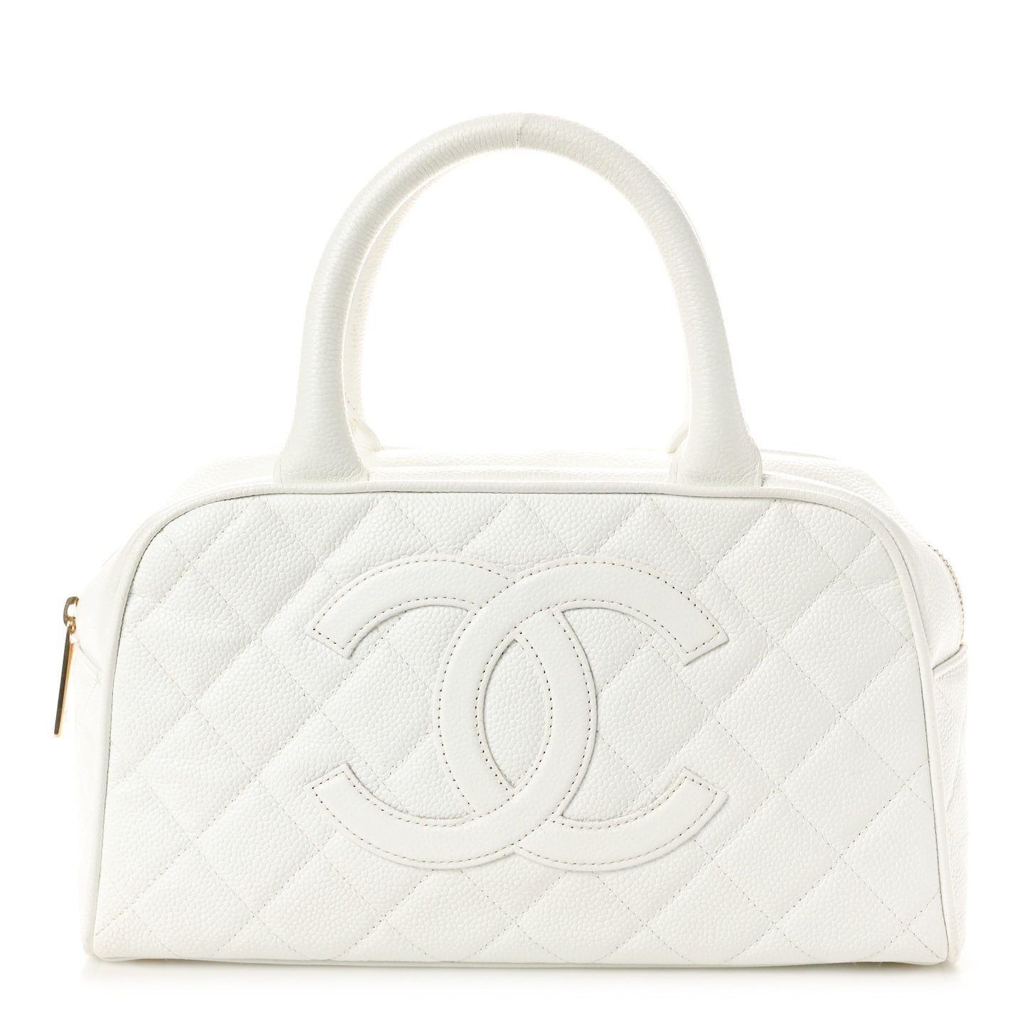 Caviar Quilted Small Bowler White