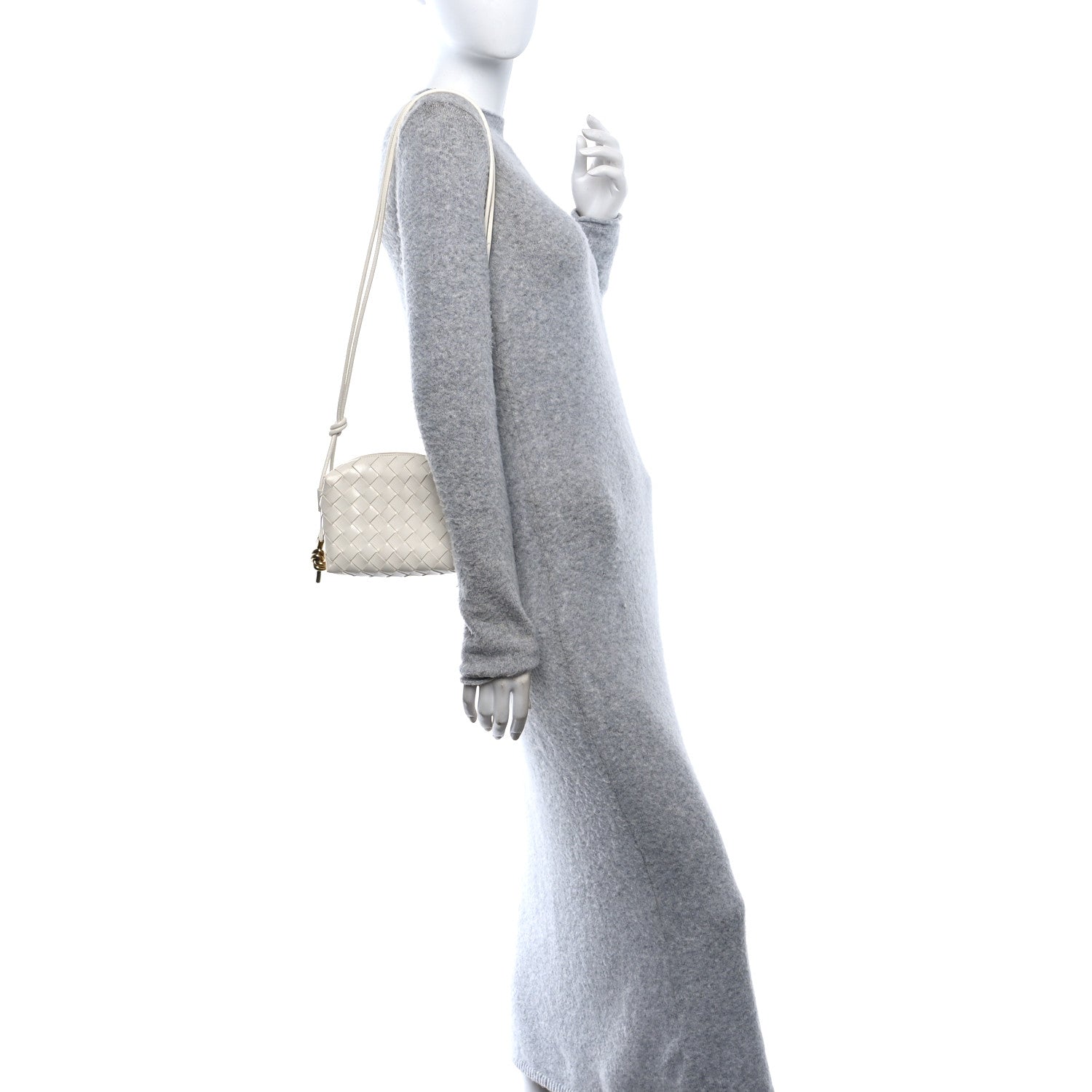 Bottega Veneta Nappa Intrecciato Metallic Knot Mini Loop Camera Bag Bone 2 of 9