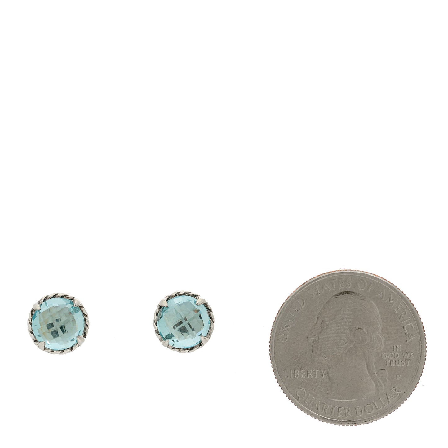 Sterling Silver Blue Topaz 8mm Chatelaine Earrings