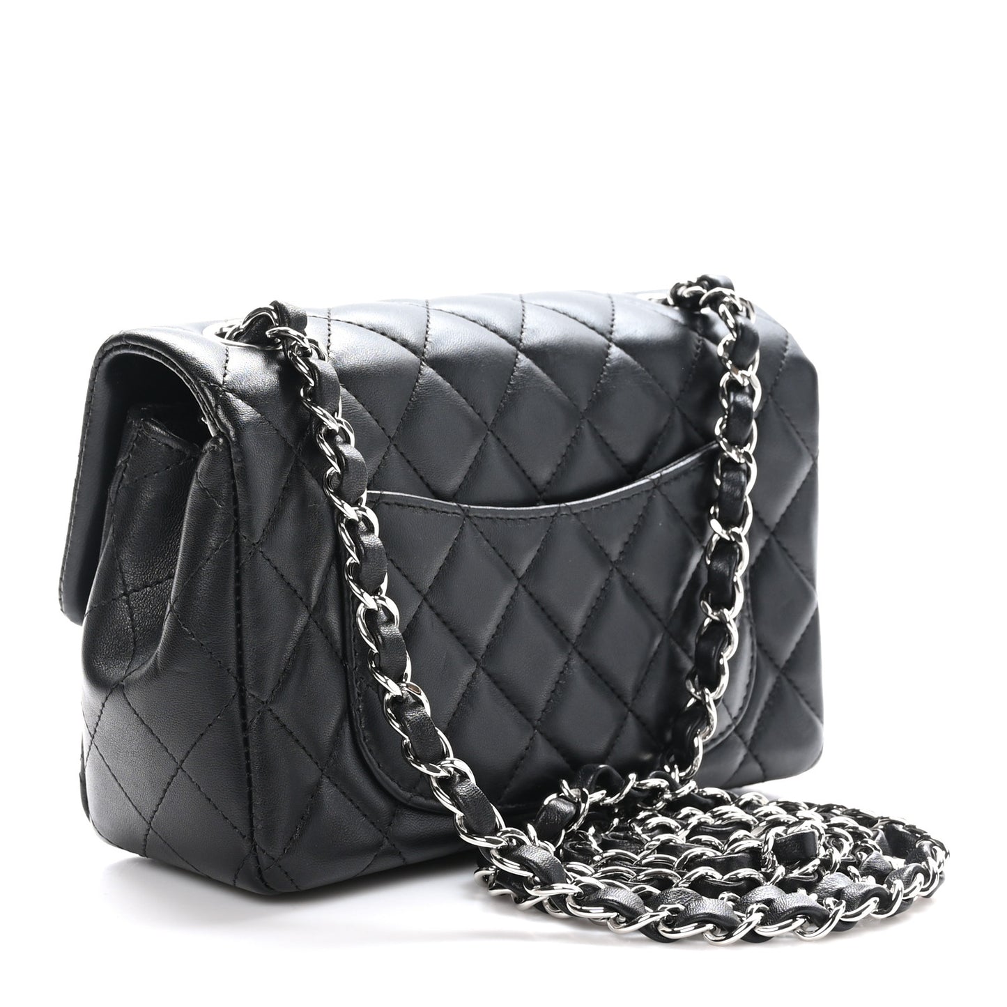 Lambskin Quilted Mini Rectangular Flap Black