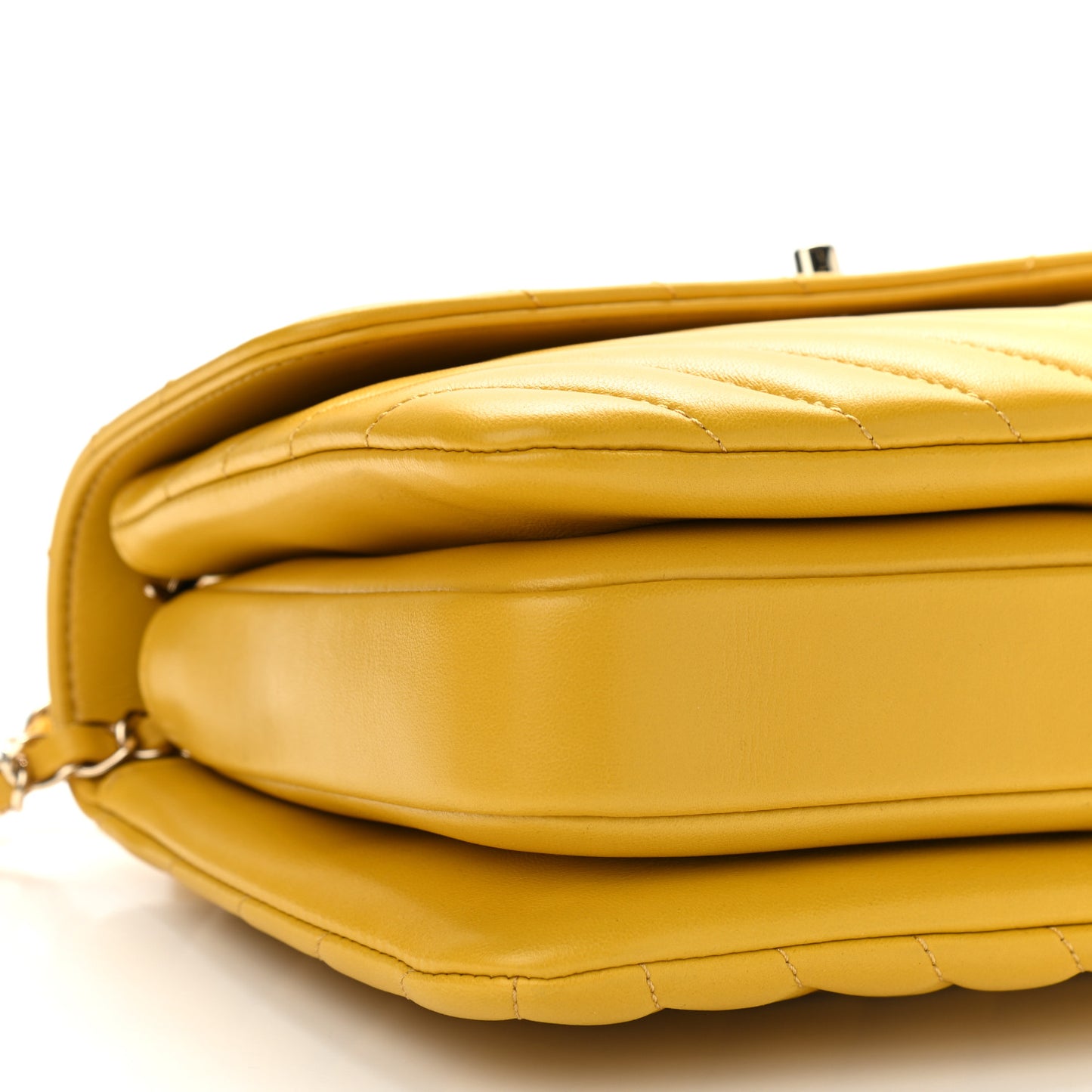 Lambskin Chevron Quilted Small Trendy CC Dual Handle Flap Bag Yellow