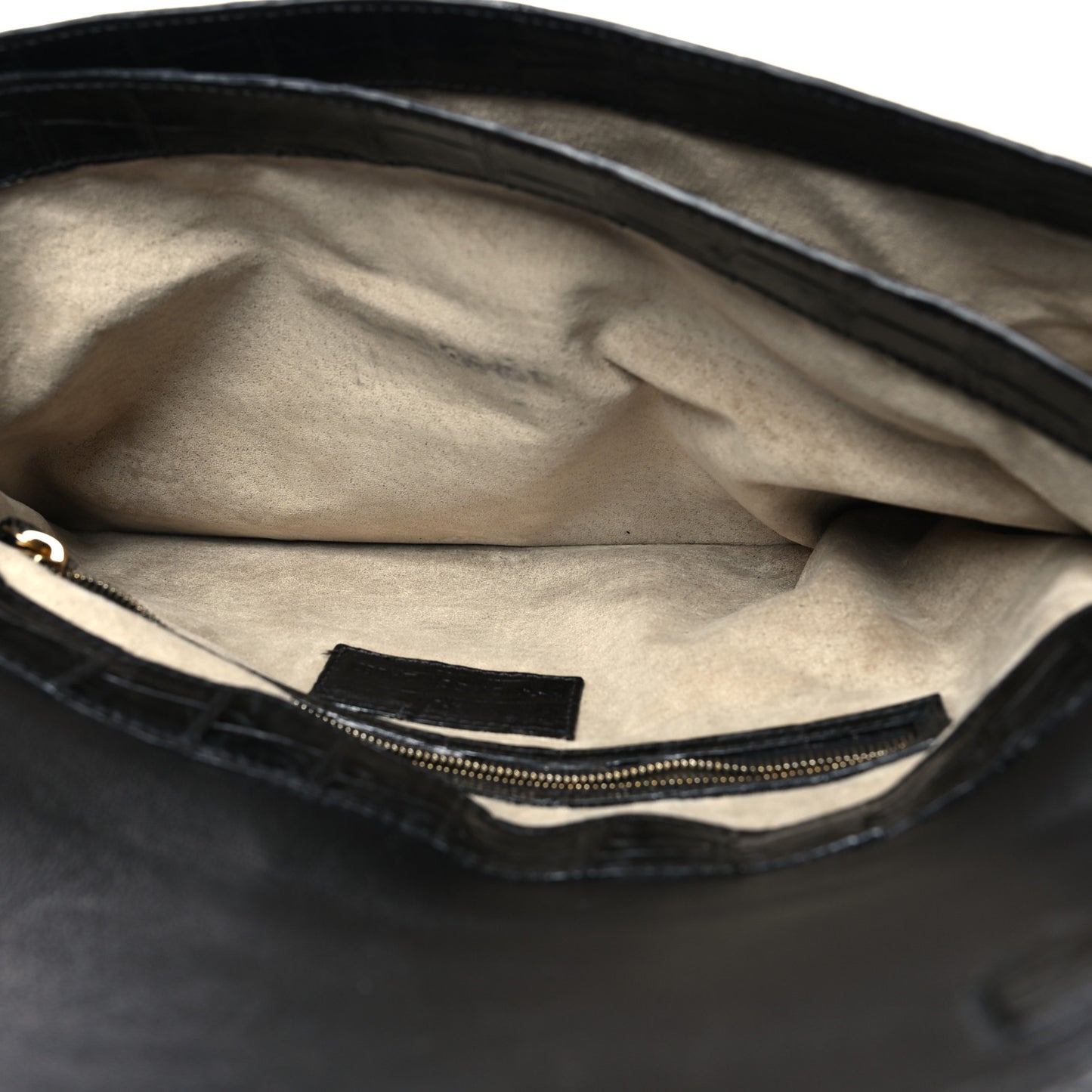 Crocodile Foldover Clutch Black