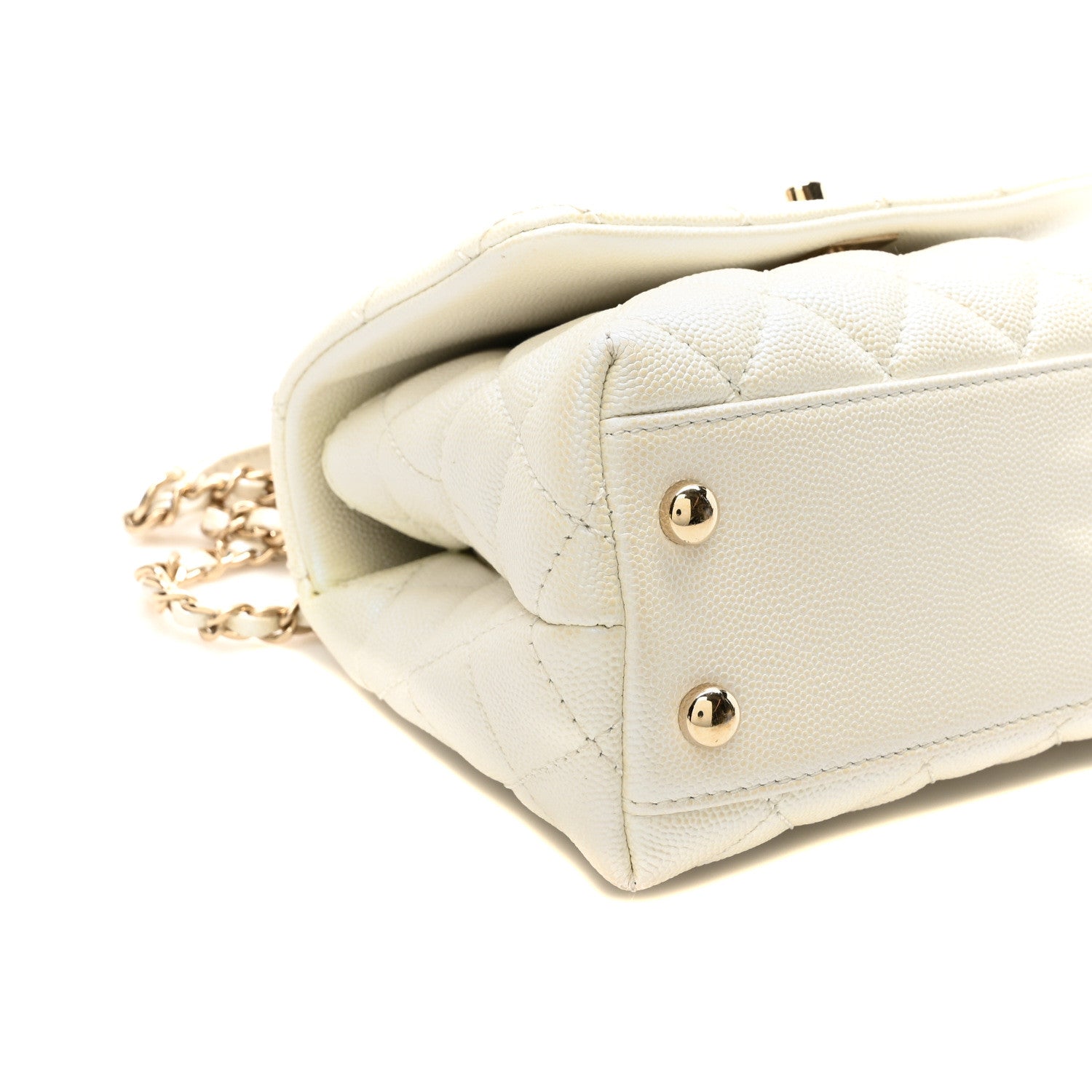 Chanel Iridescent Caviar Quilted Extra Mini Coco Handle Flap White 9 of 10