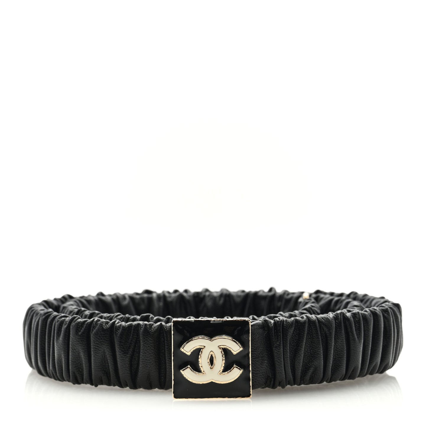 Lambskin Ruched CC Belt 90 36 Black