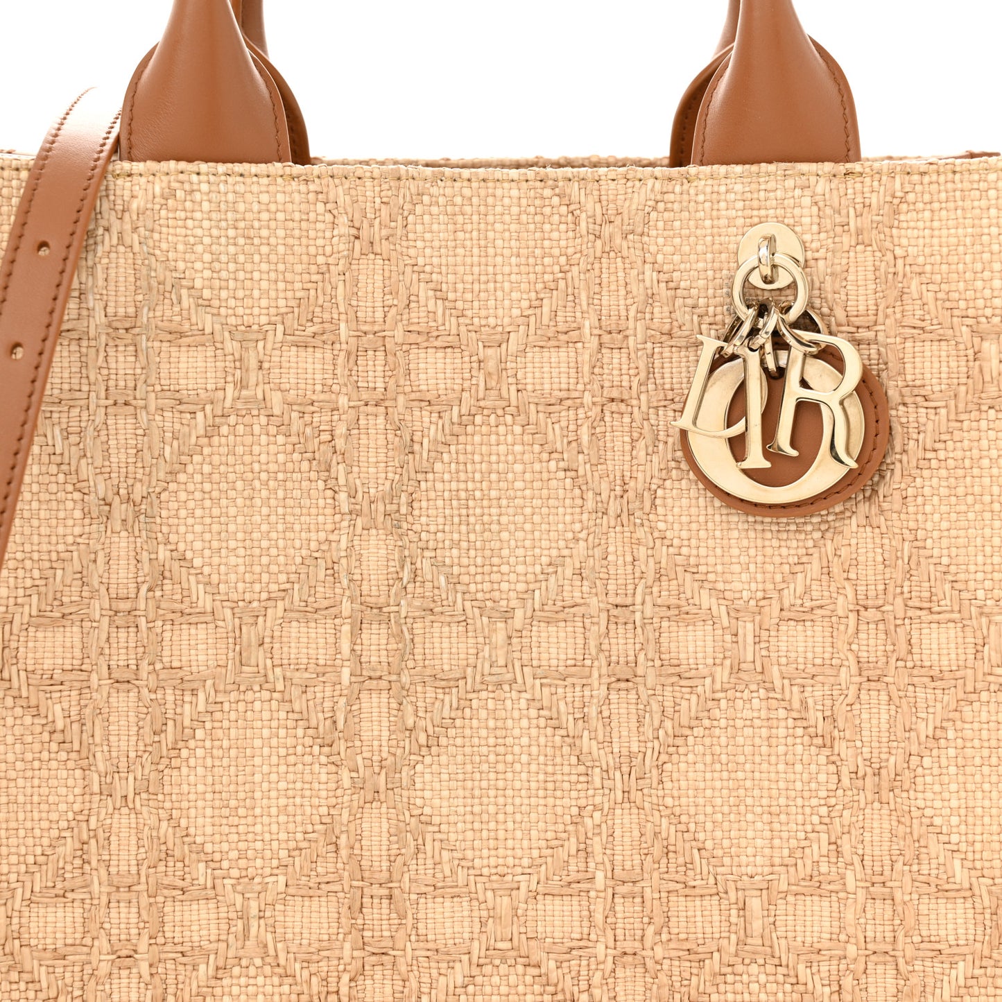 CHRISTIAN DIOR Raffia Macro Cannage Small Book Tote Natural
