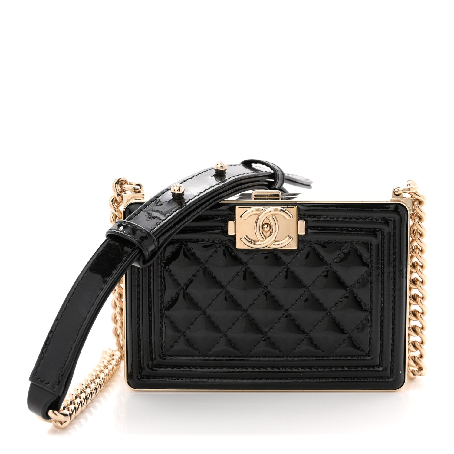 Chanel Patent Calfskin Boy Minaudiere Black 1863783 – FASHIONPHILE