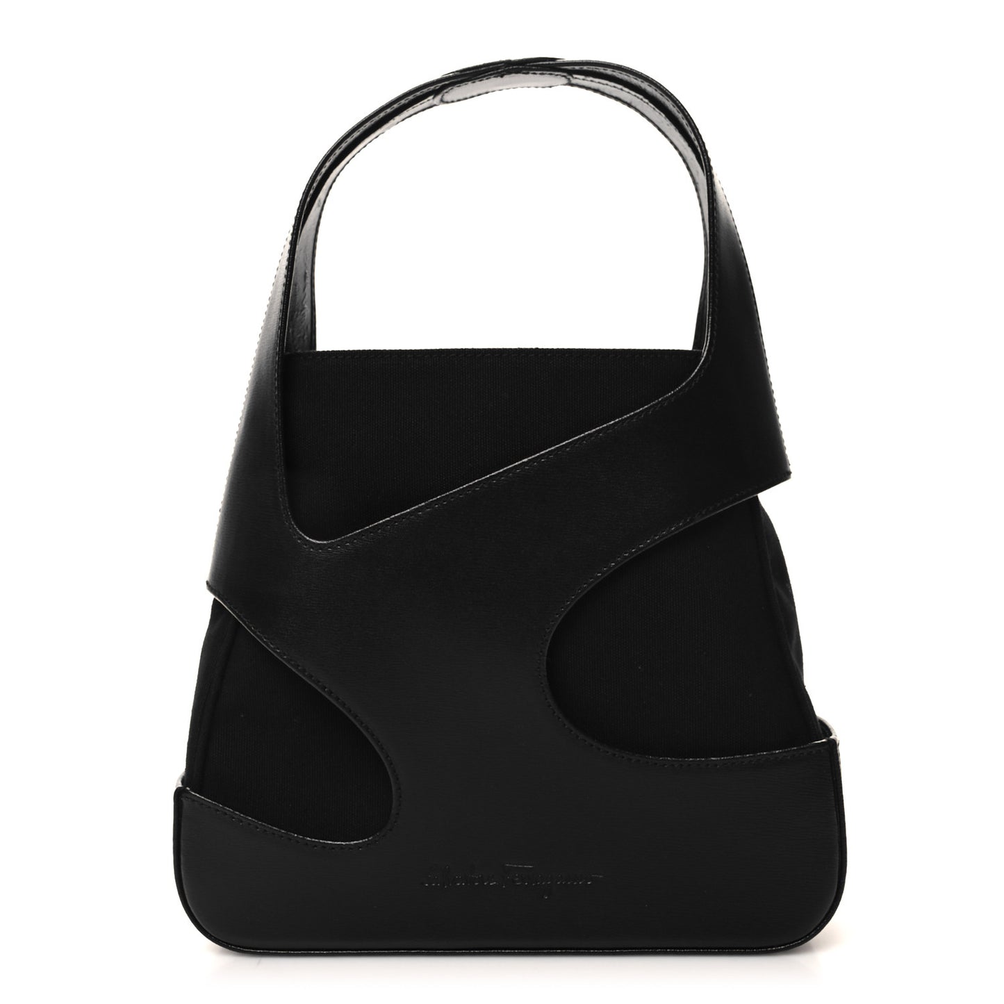 Calfskin Cut Out Top Handle Black