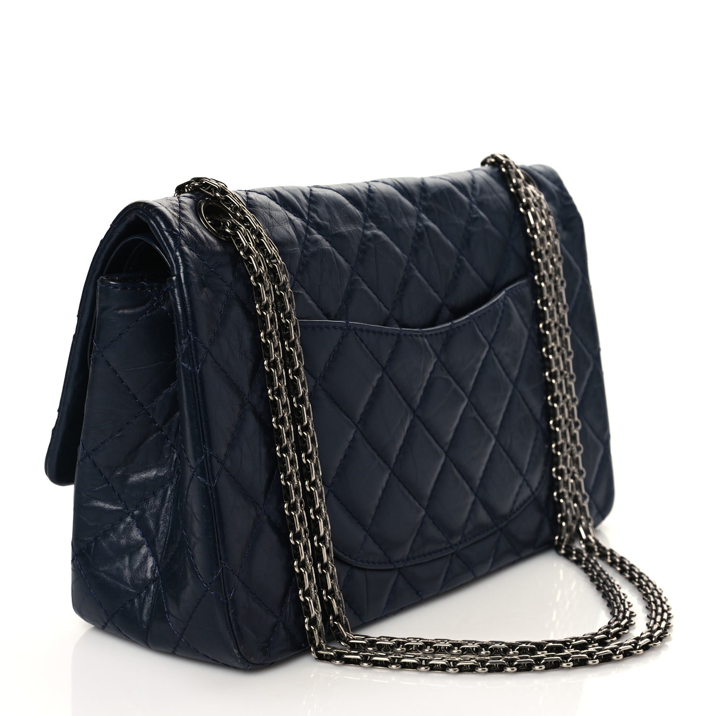 Aged Calfskin Quilted 2.55 Reissue 226 Flap Navy Blue