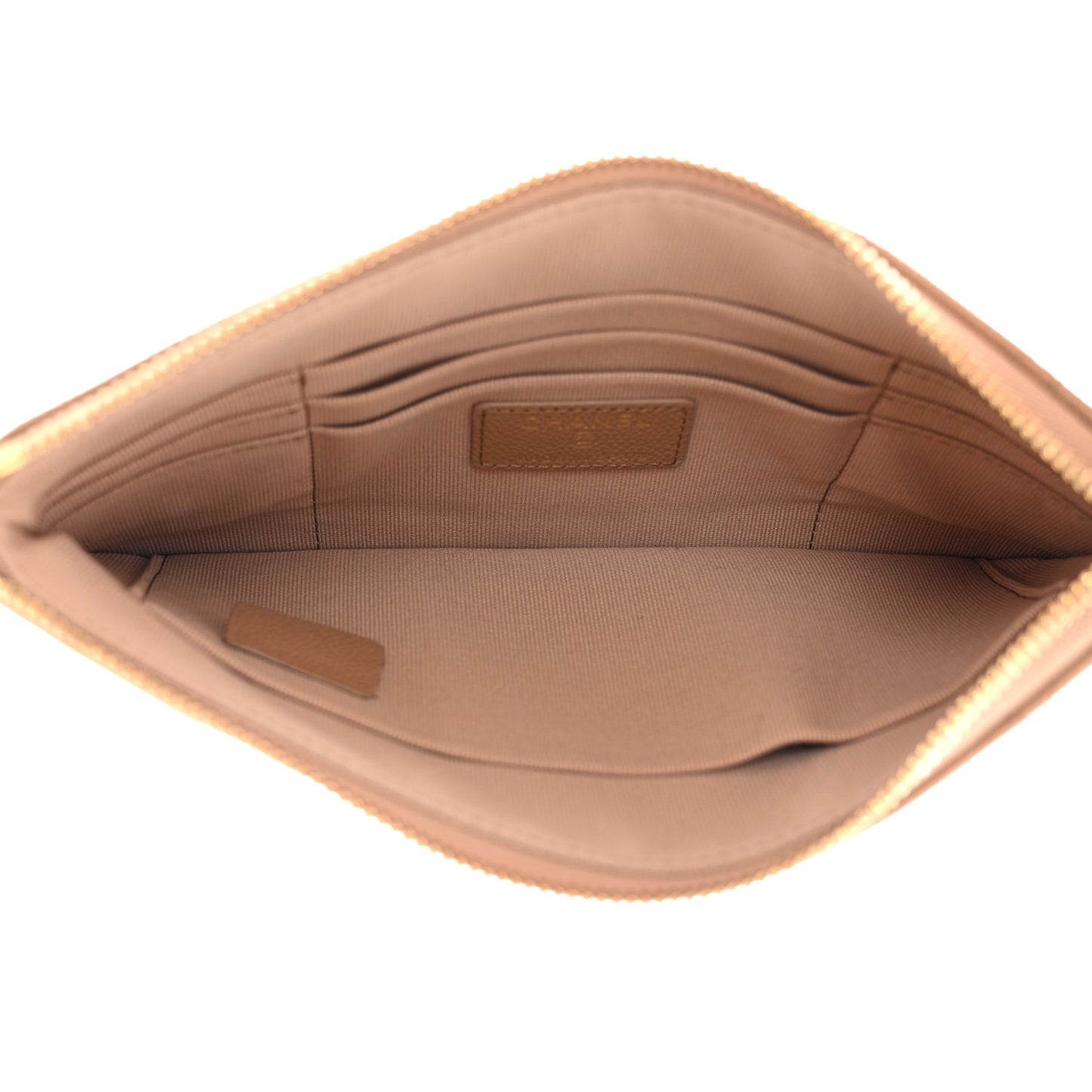 Caviar Quilted Cosmetic Case Dark Beige