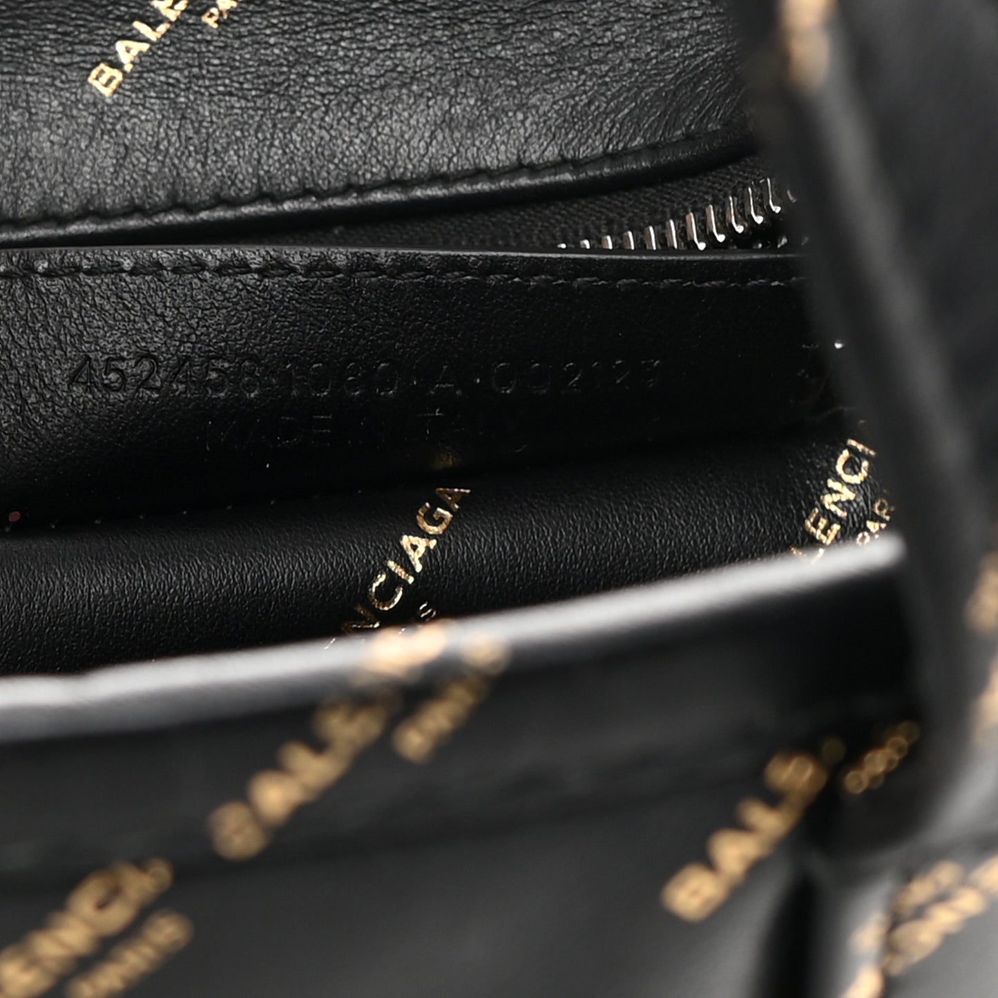 Calfskin Allover Logo XS Bazar Shopper Tote Black Gold