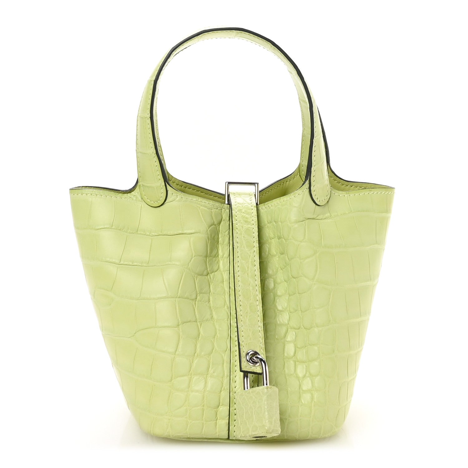 Hermes Matte Alligator Micro Picotin Lock Jaune Bourgeon 1789260