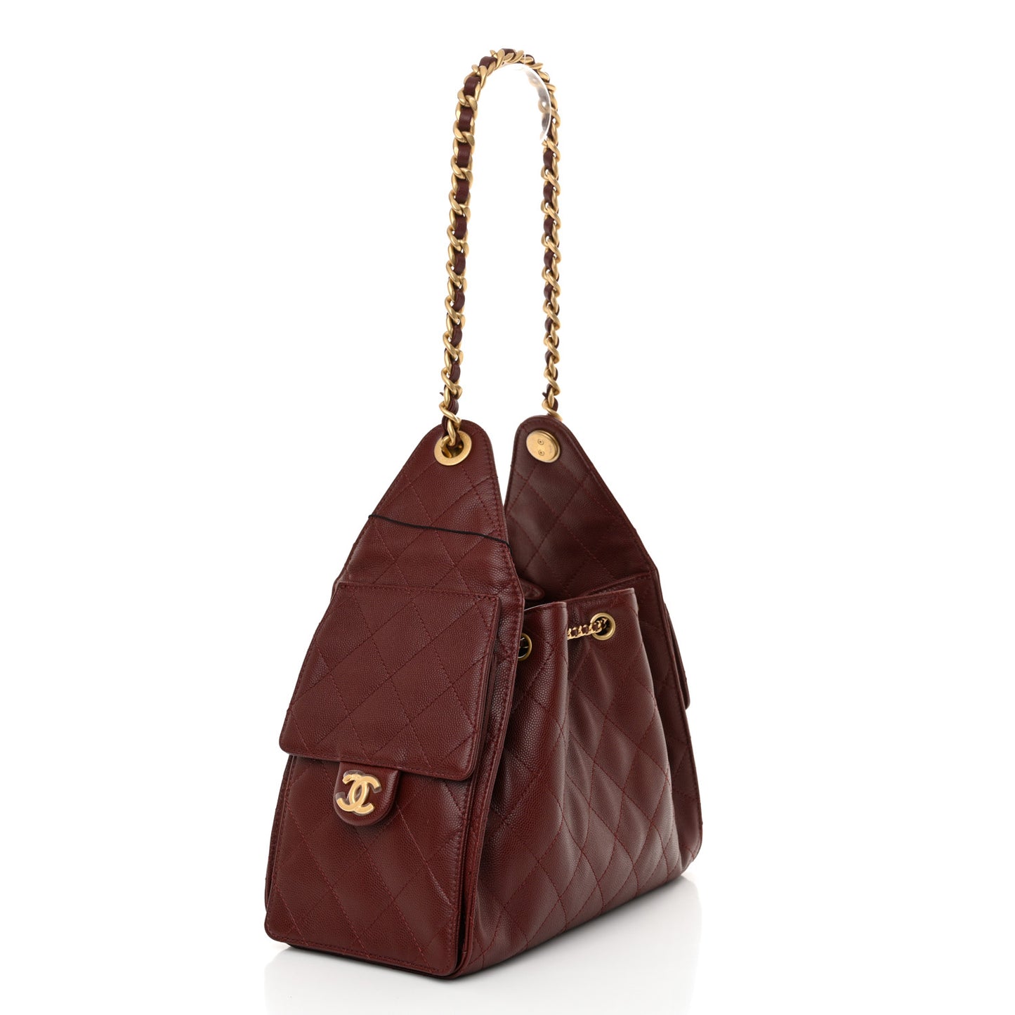 Caviar Quilted Small Chanel 25 Handbag Burgundy