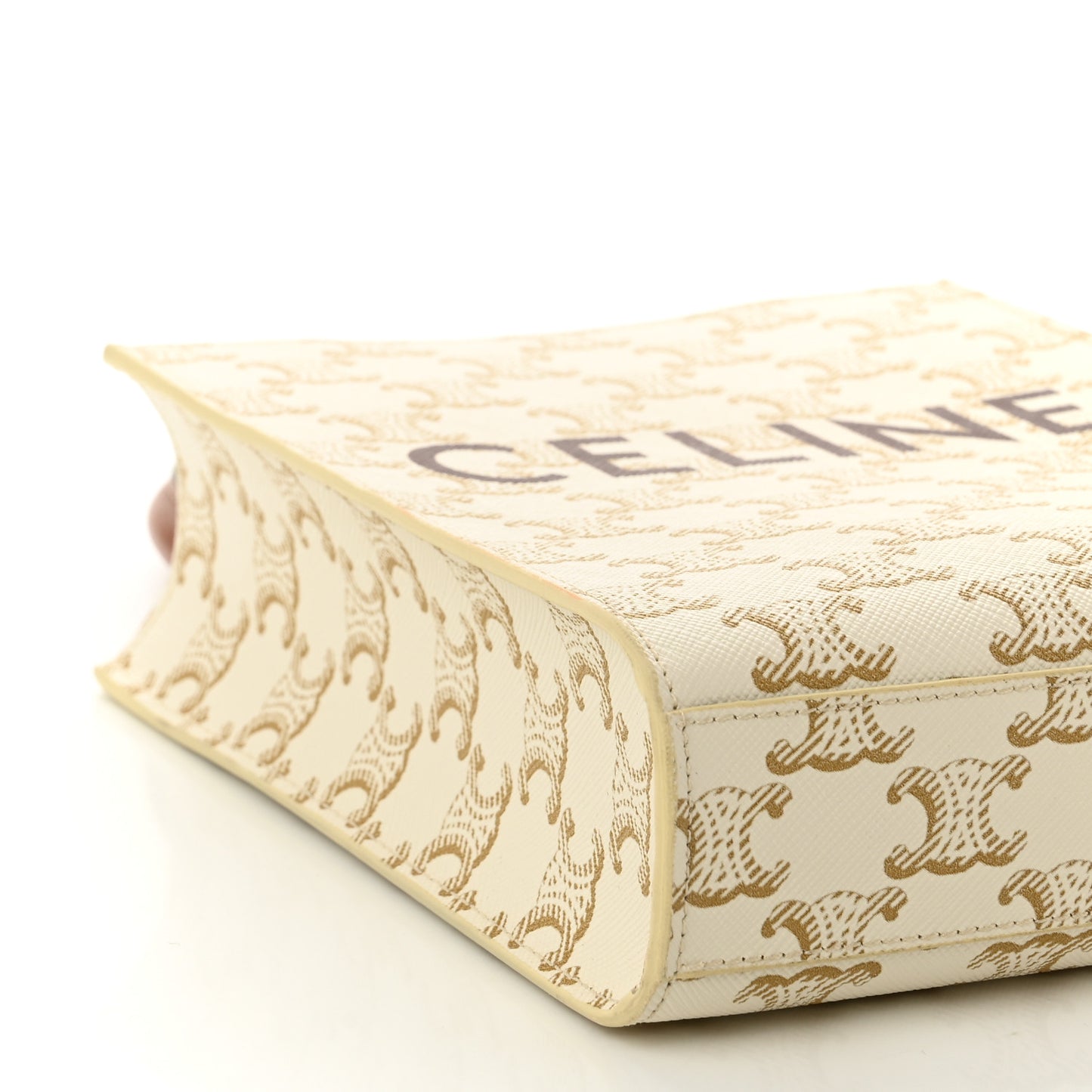 Triomphe Canvas Calfskin Mini Vertical Cabas White