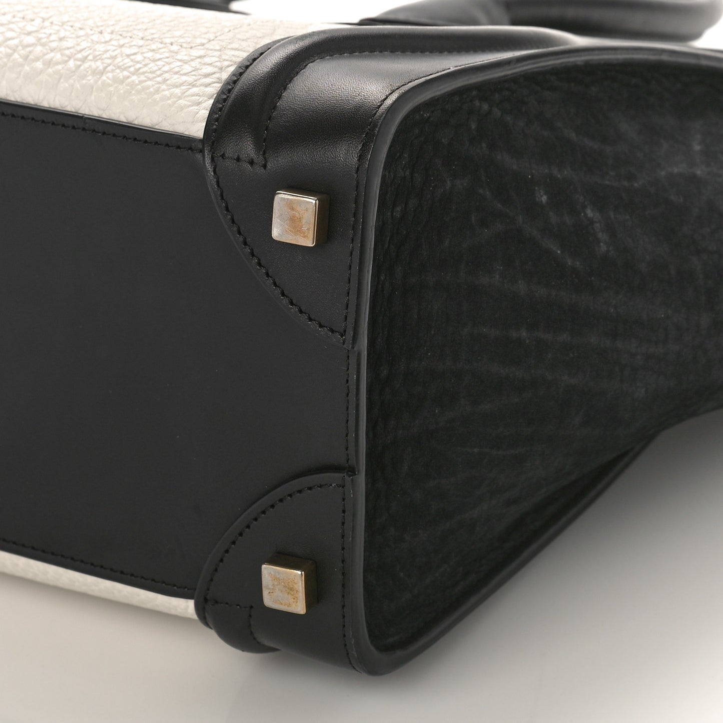Bullhide Calfskin Nubuck Bi-Color Luggage Black White