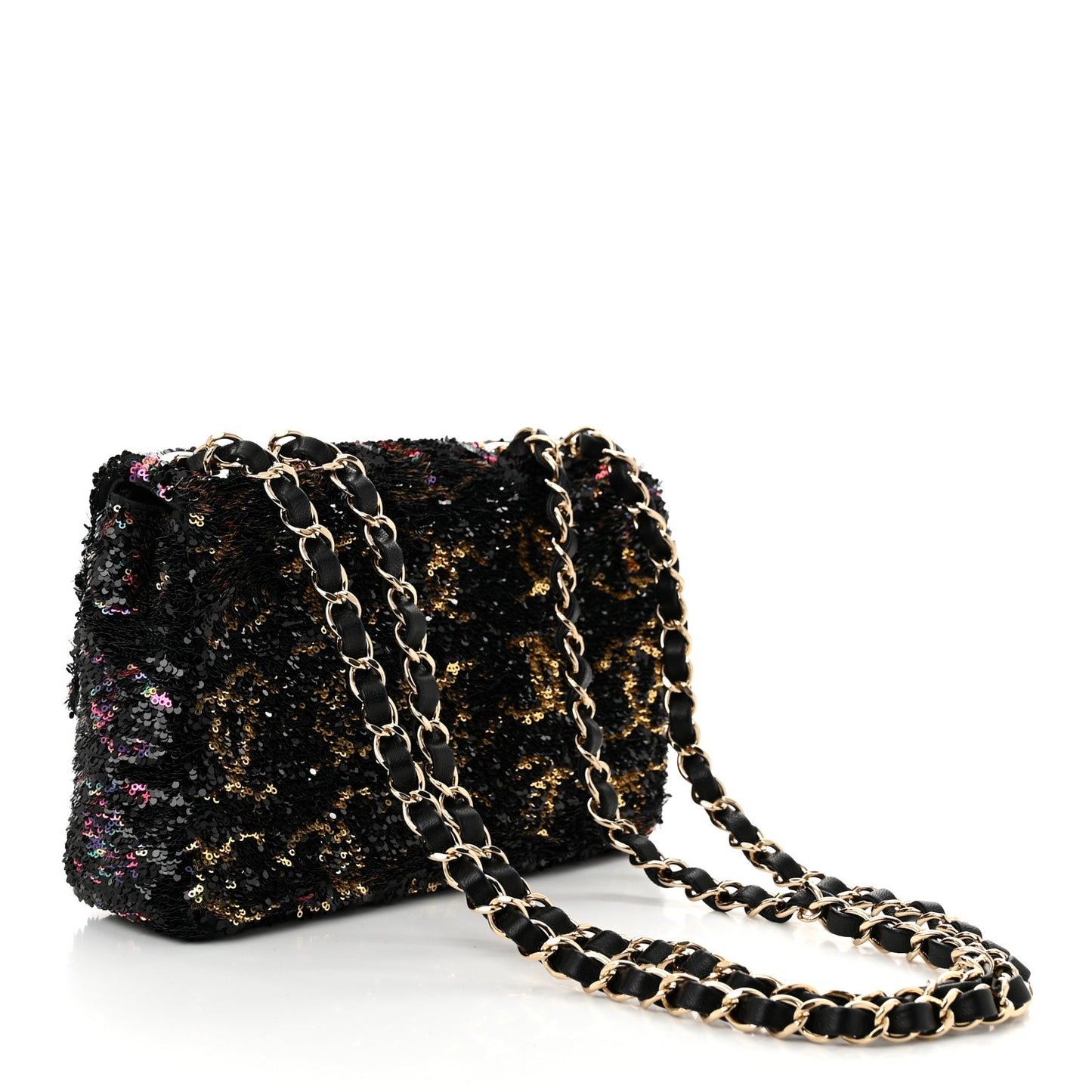 Sequin CC Small Single Flap  Black Multicolor