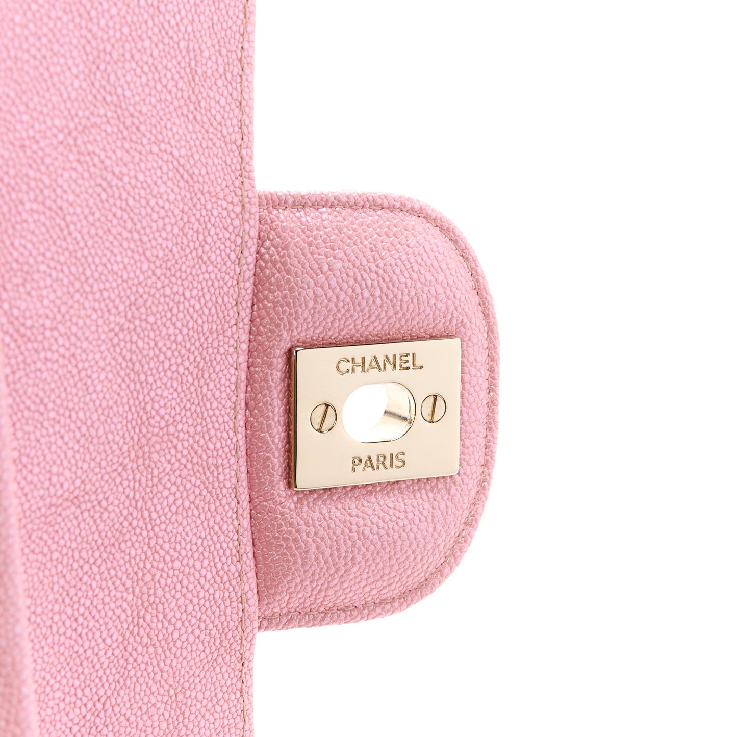 Iridescent Caviar Quilted Medium Double Flap Rose Pink
