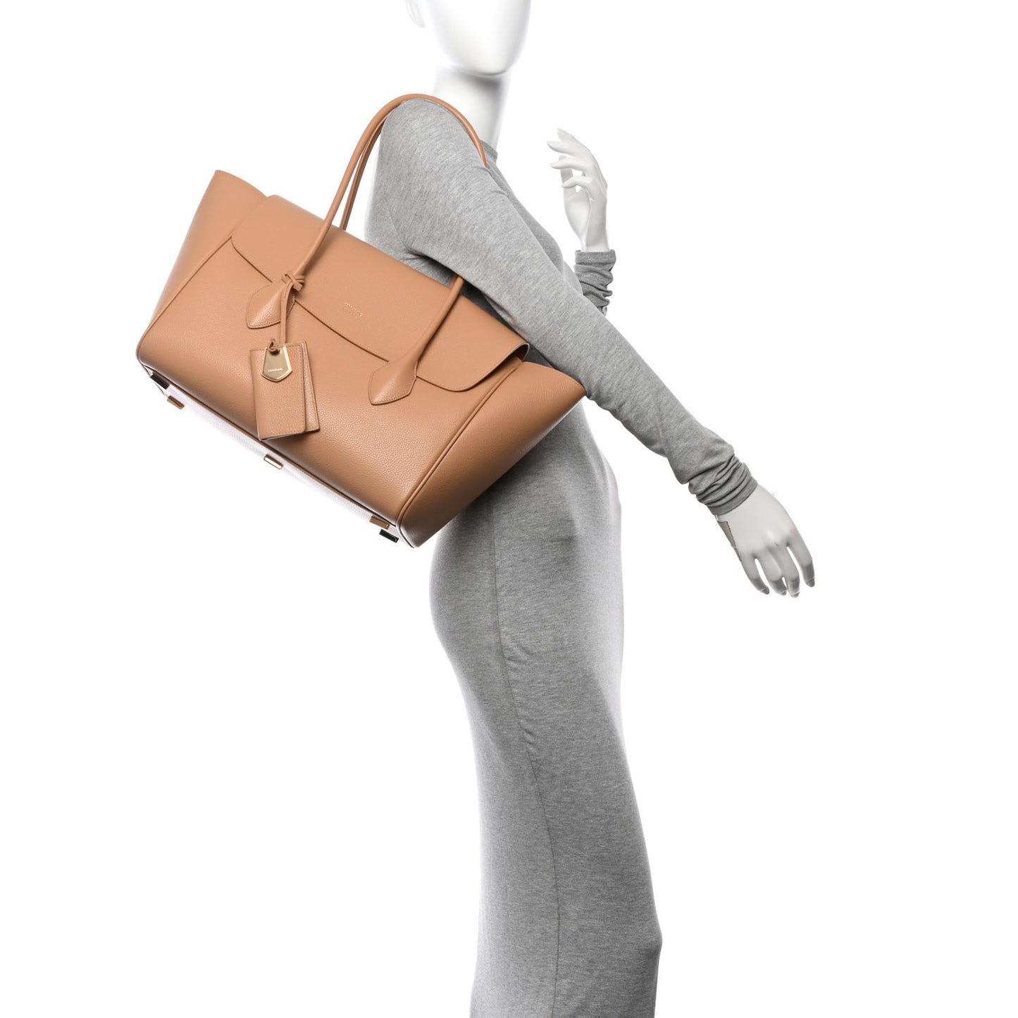 Hammered Calfskin XL East West Tote Bag Light Camel