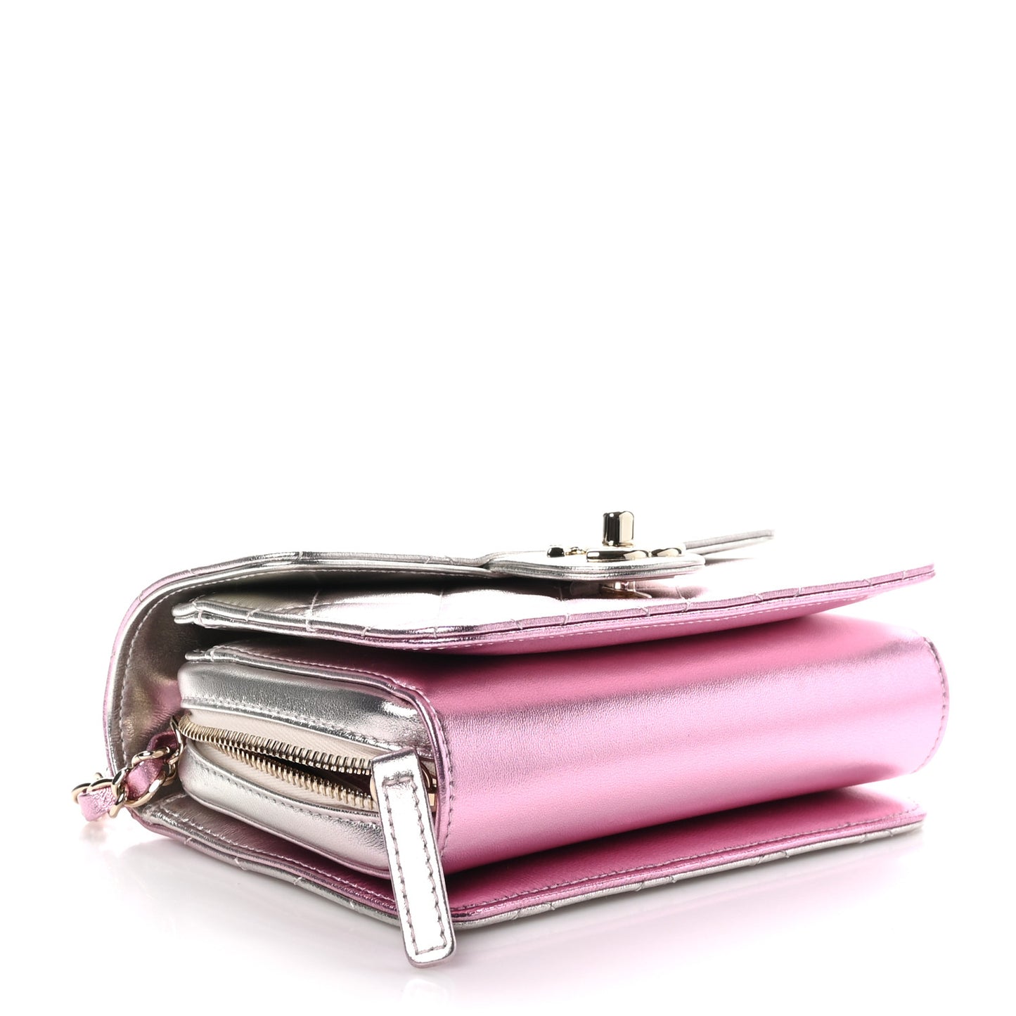 Metallic Lambskin Like A Wallet Flap Golden Pink