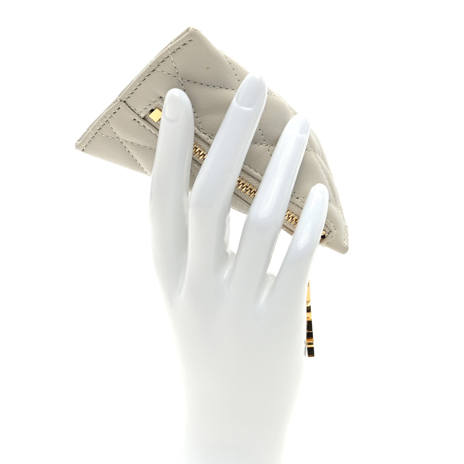 Saint Laurent Lambskin Quilted Berlingo Bag Charm Crema Soft 2 of 6