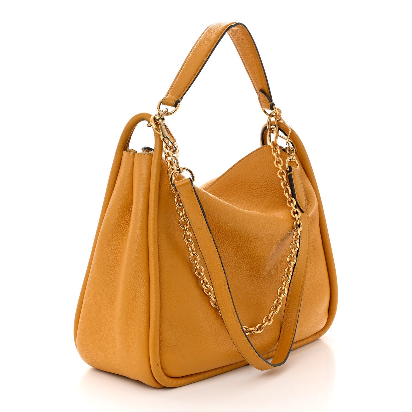 Small Classic Grain Calfskin Leighton Deep Amber