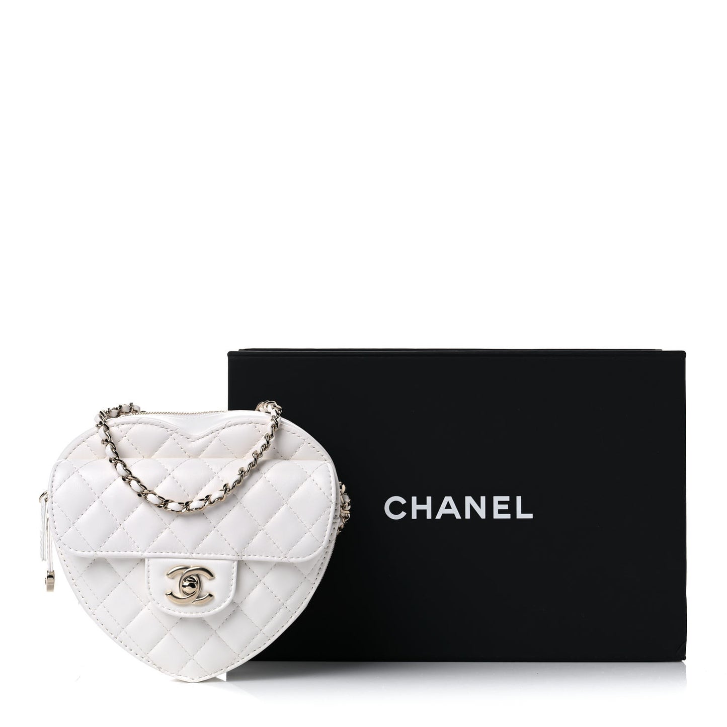 Lambskin Quilted CC In Love Heart Bag White