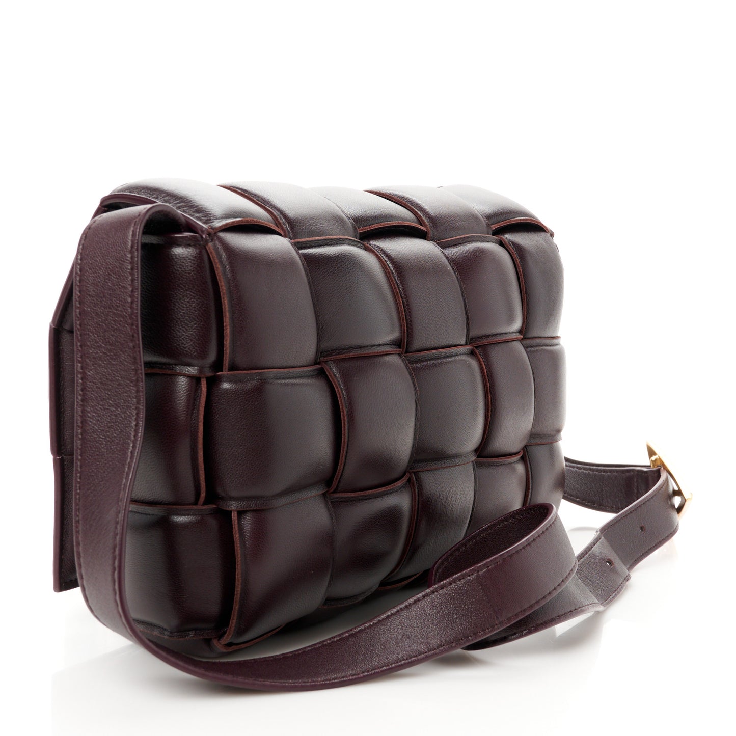 Nappa Maxi Intreccio Padded Cassette Crossbody Bag Plum