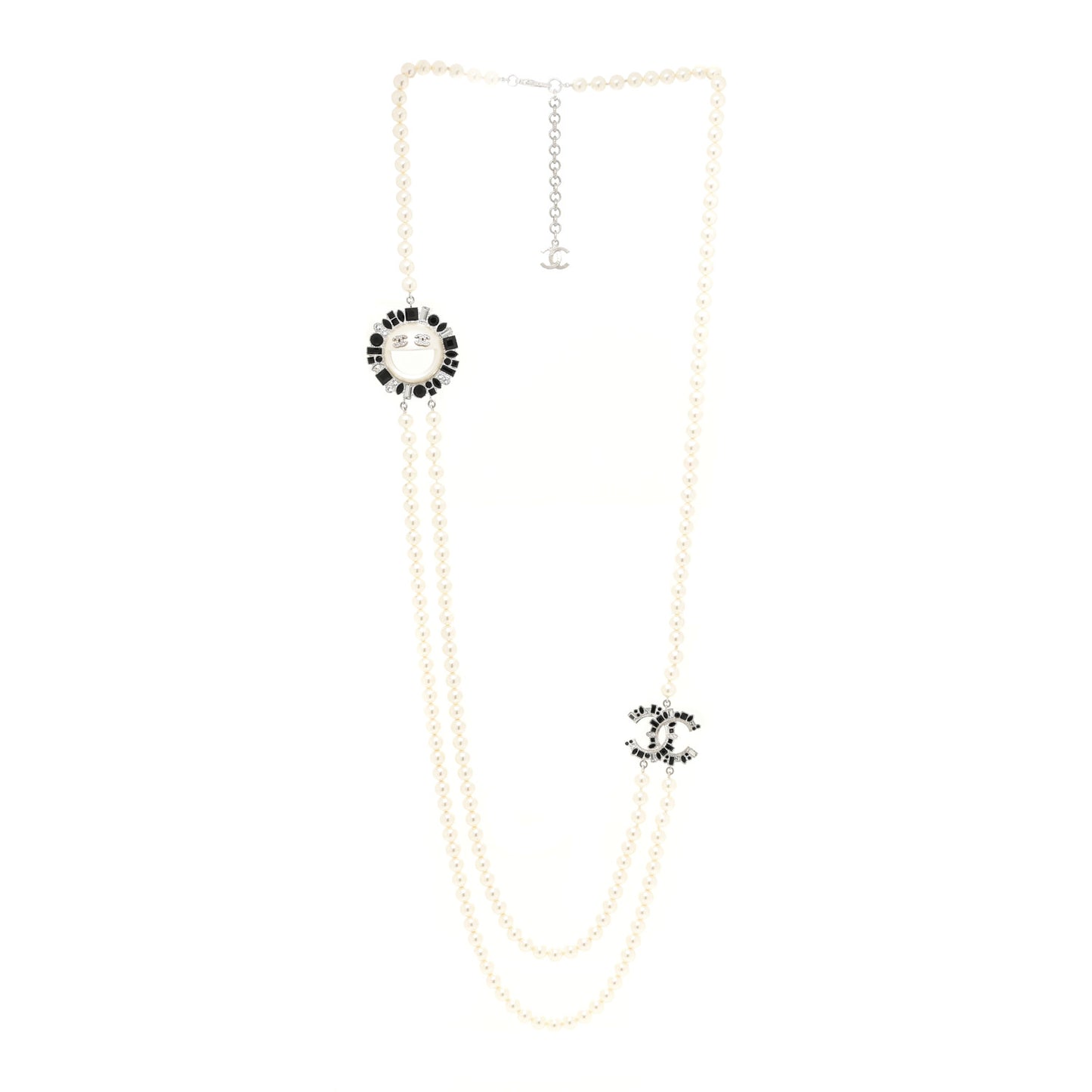 Bead Crystal Multi Strand CC Smiley Emoji Necklace Silver Black