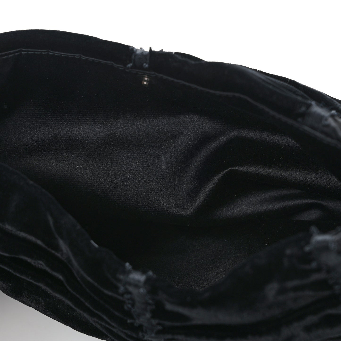 Satin Velvet Drawstring Shoulder Bag Black