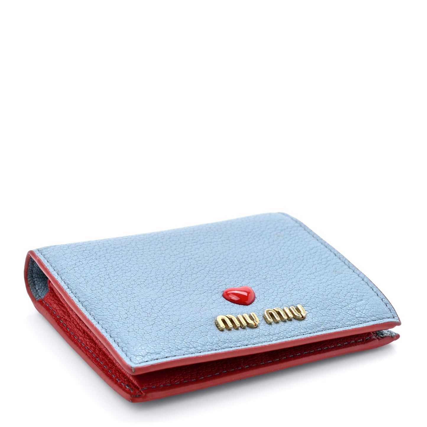 Goatskin Madras Love Wallet Blue Red