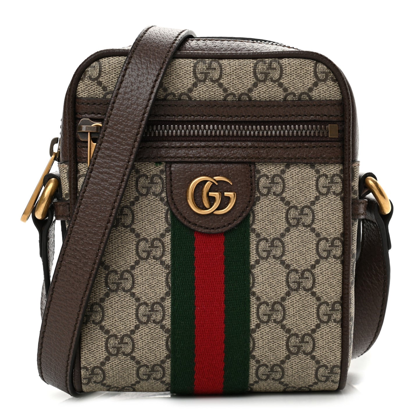 GG Supreme Monogram Web Mini Ophidia Messenger Brown
