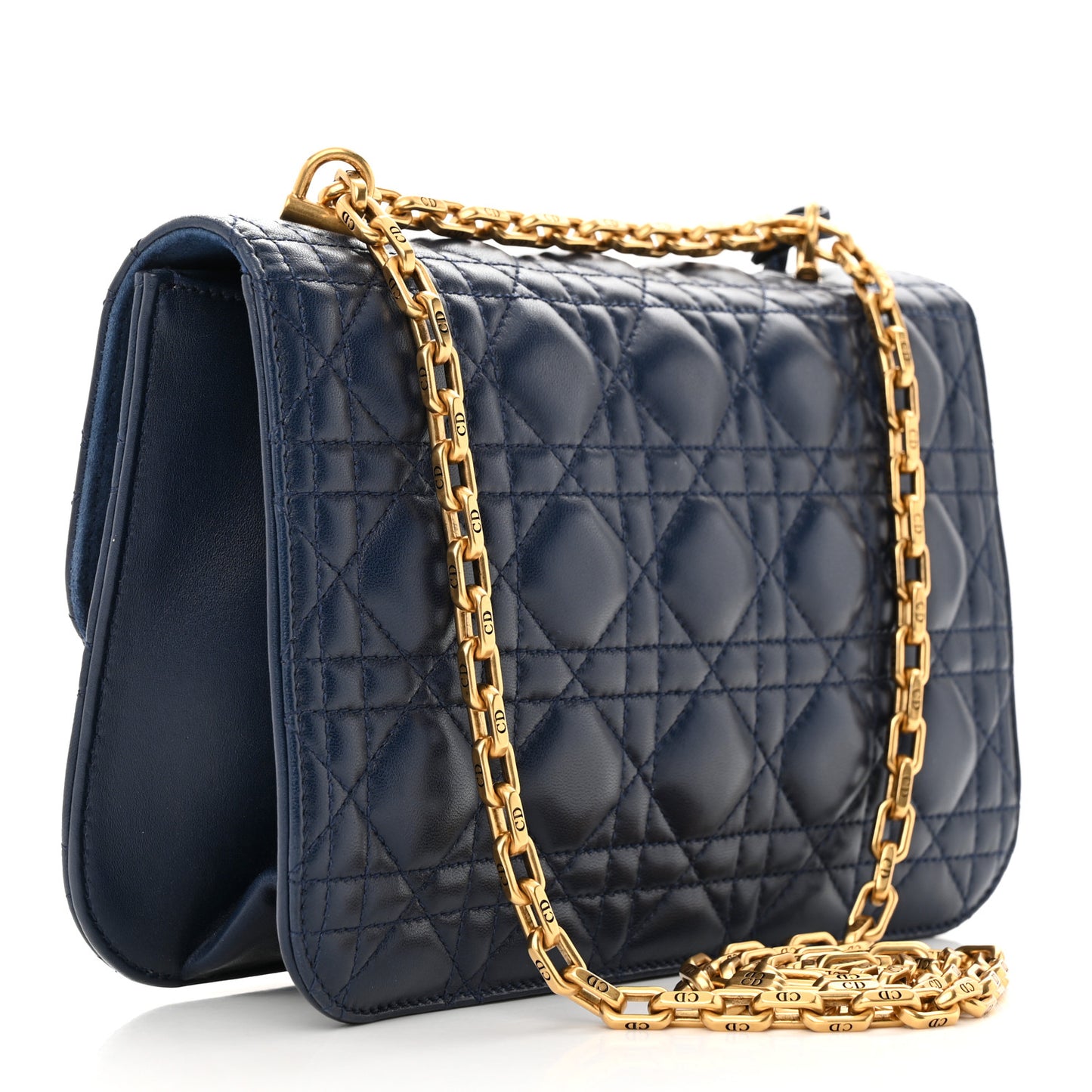 Lambskin Cannage Large Dioraddict Flap Bag Indigo Blue