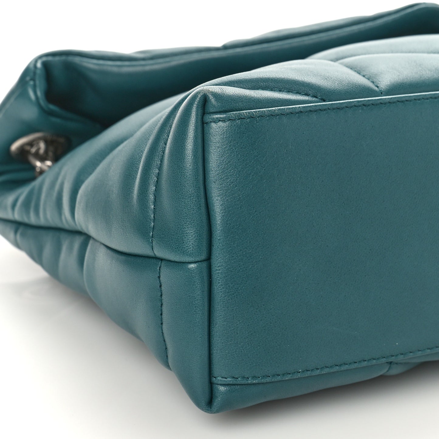 Lambskin Quilted Small Loulou Puffer Monogram Chain Satchel Vert Canard