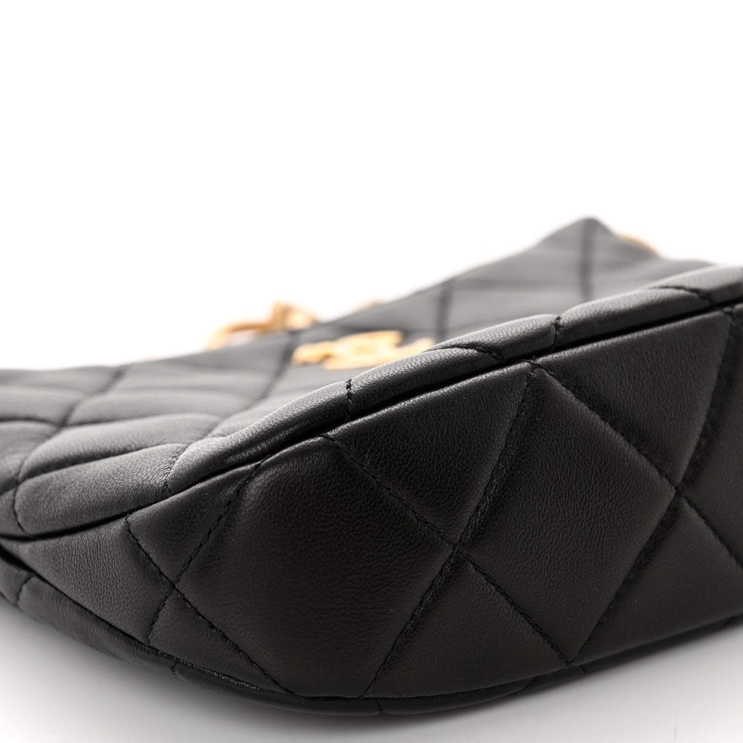 Lambskin Quilted CC Chain Hobo Black