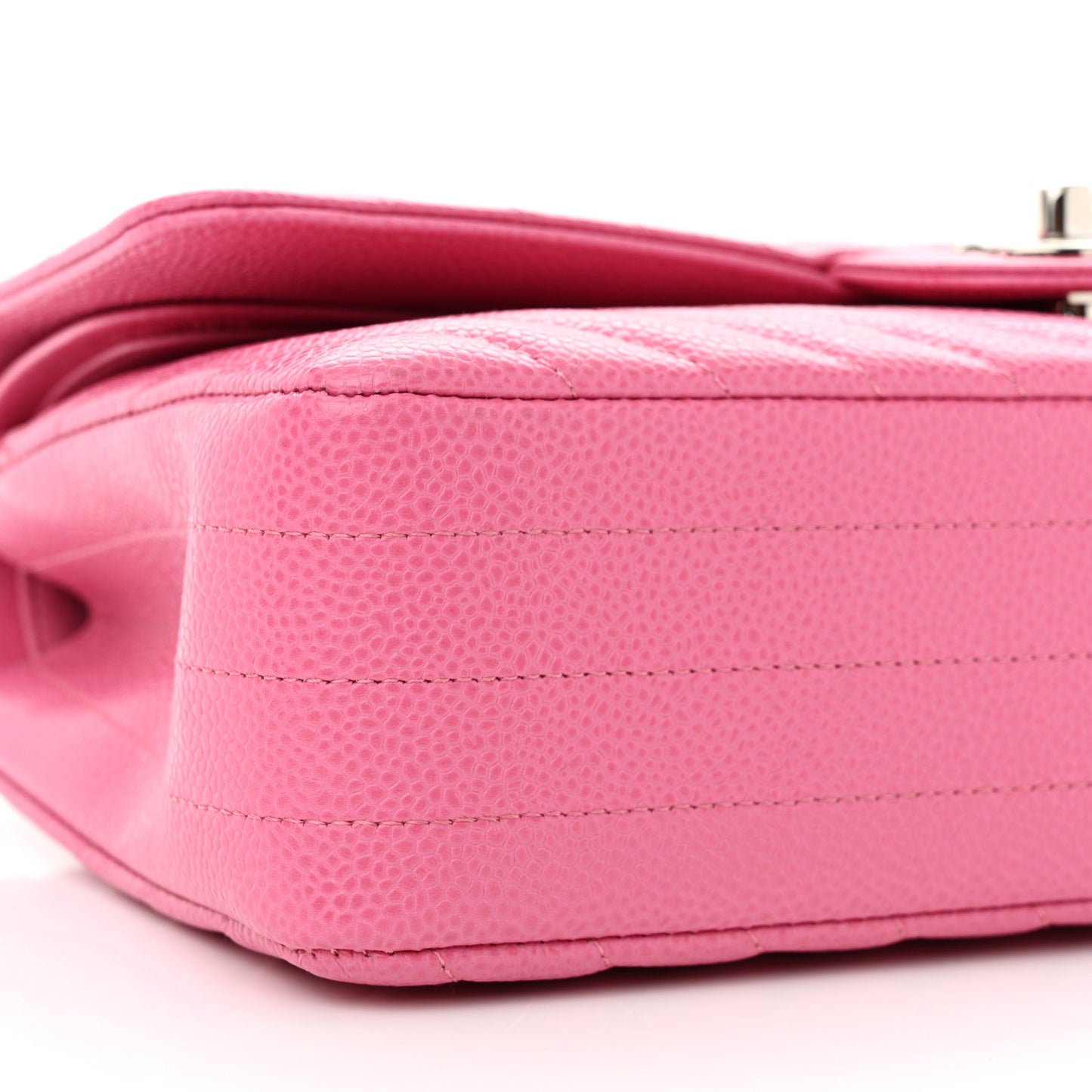 Caviar Chevron Quilted Medium Double Flap Pink