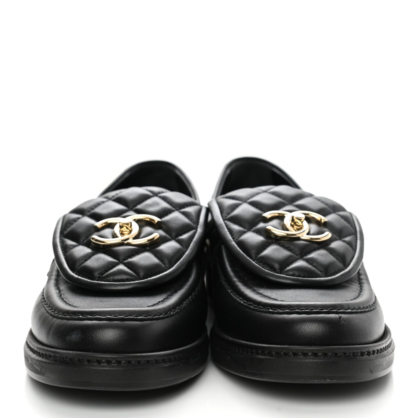 Lambskin Quilted CC Turnlock Loafers 38 Black