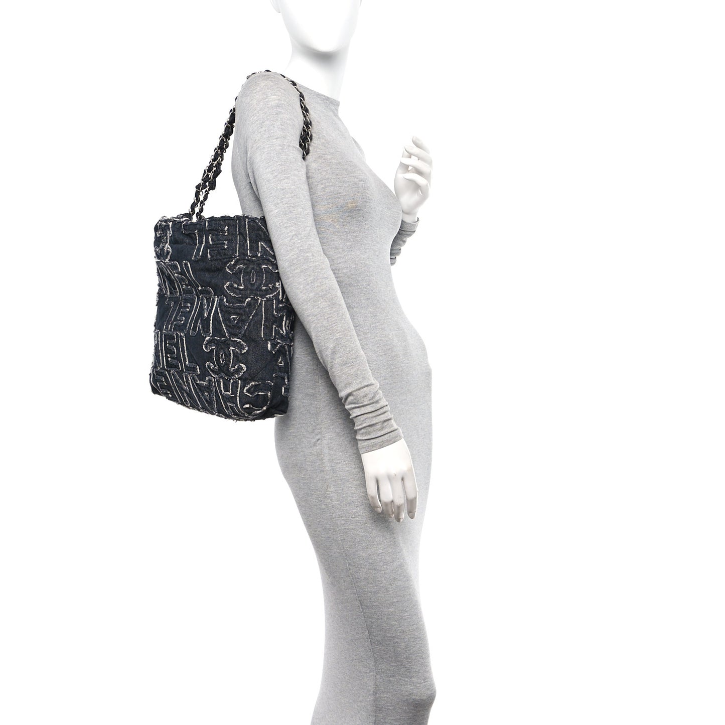 Denim Patchwork Quilted Chanel 22 Black