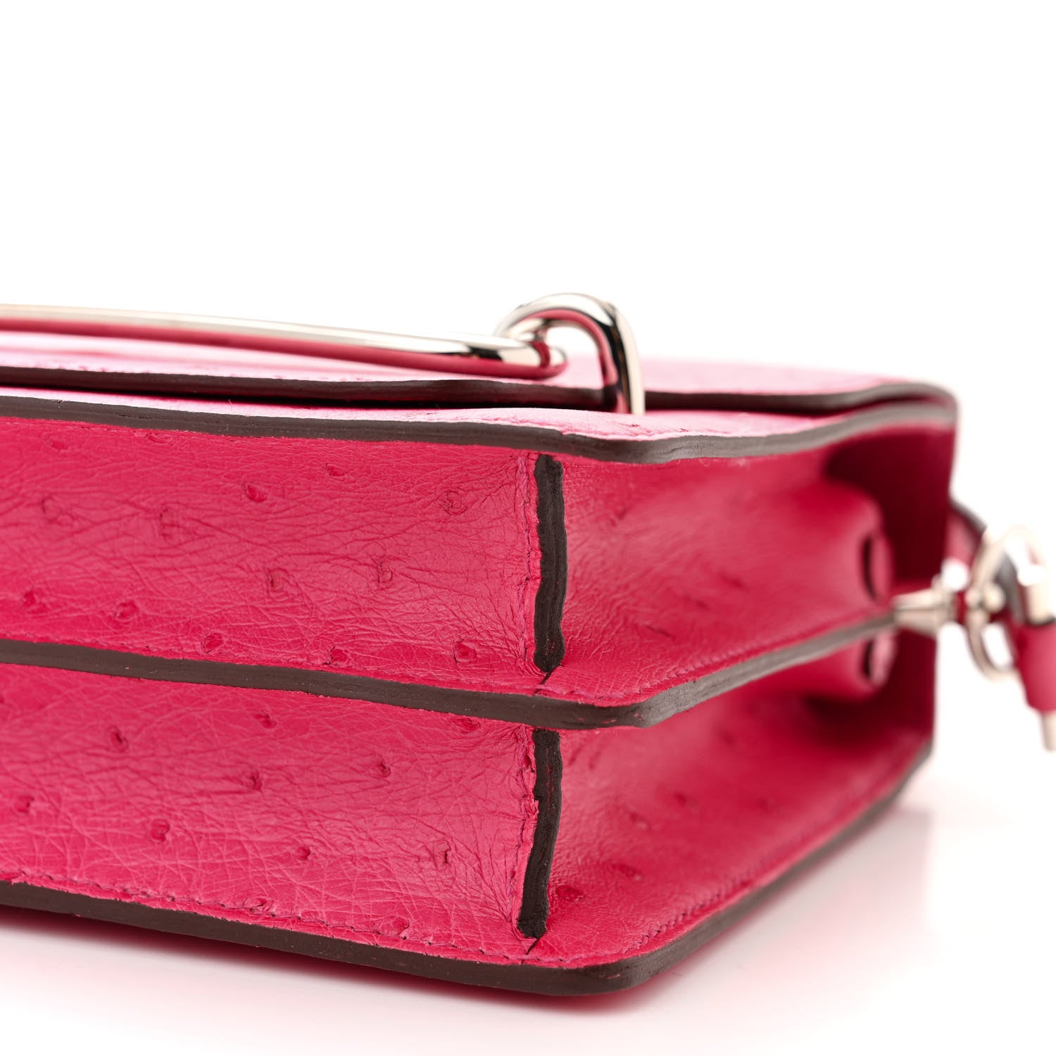 Hermes Ostrich Mini Sac Roulis Rose Tyrien 10 of 11