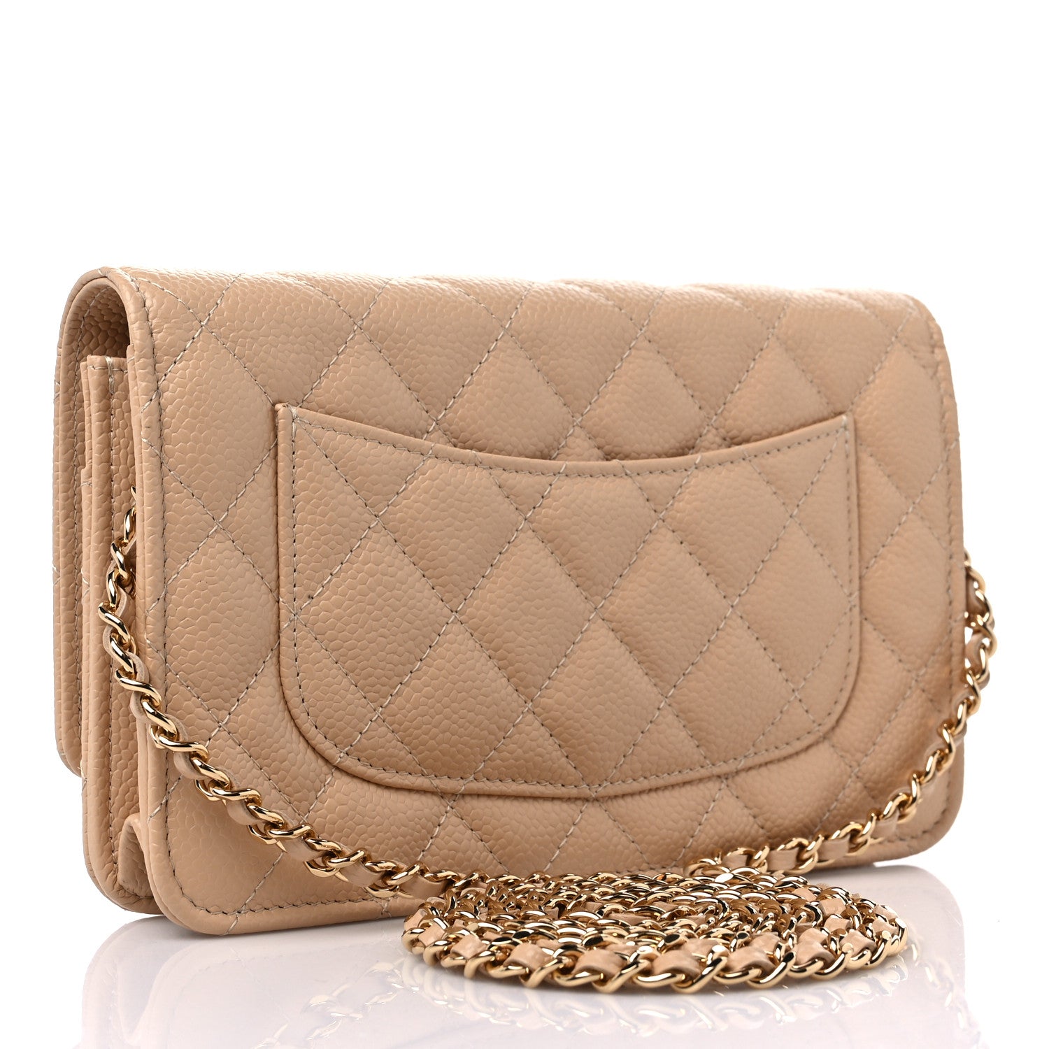 Chanel Caviar Quilted Wallet On Chain WOC Beige 3 of 11