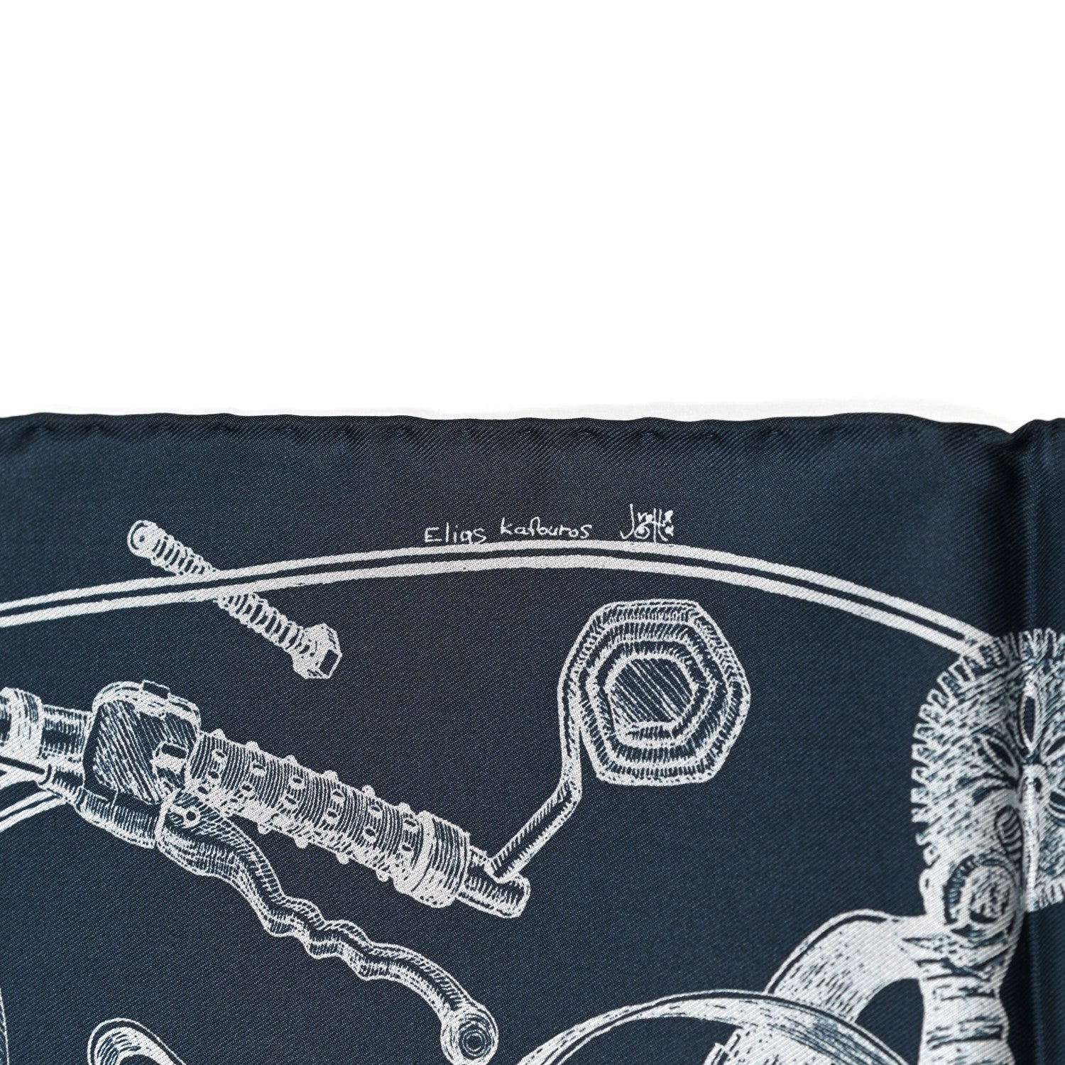 Hermes Silk Double Face Route 24 Scarf 90 Bleu Jean Marine 9 of 9