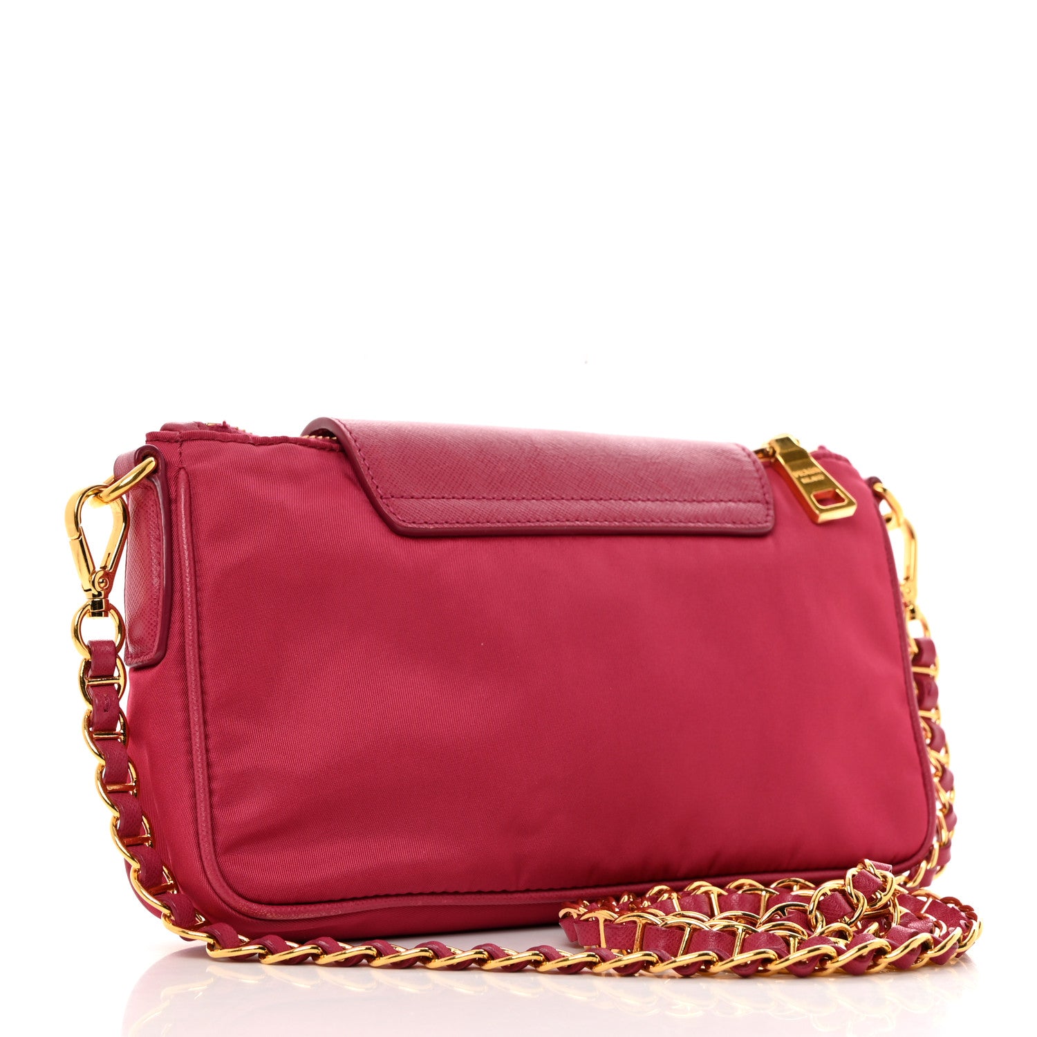 Prada Tessuto Nylon Saffiano Crossbody Bag Ibisco 2 of 12