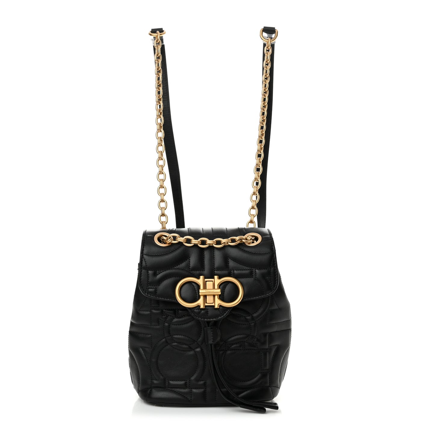 Calfskin Quilted Gancini Backpack Black