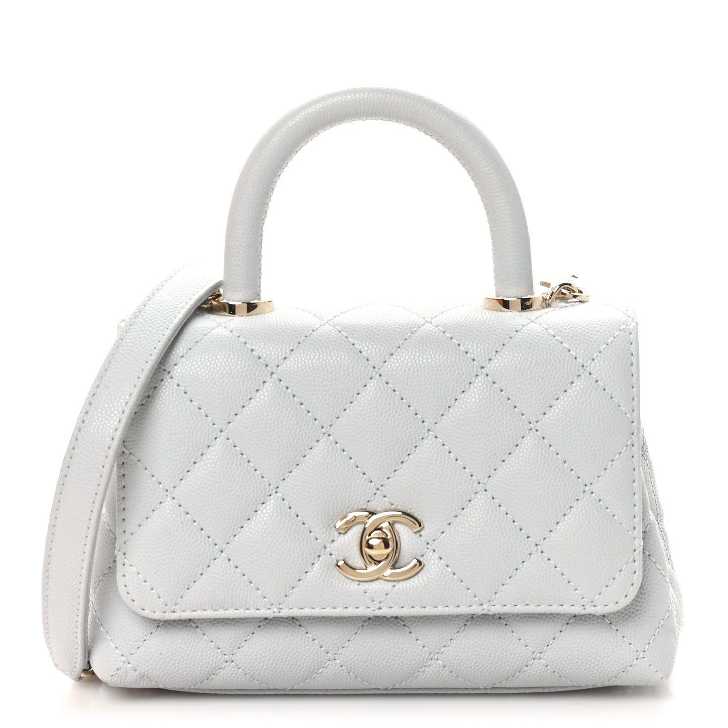Caviar Quilted Extra Mini Coco Handle Flap Light Blue
