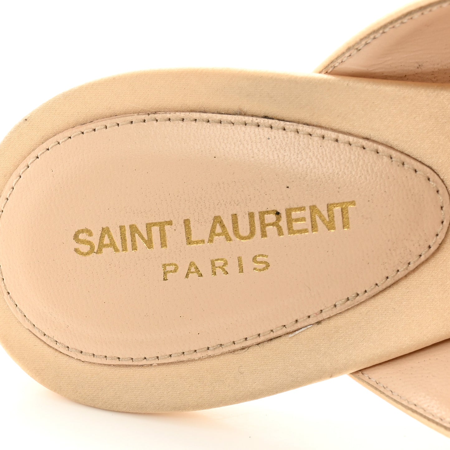 Crepe Satin Feathered Mule Sandals 38 Beige