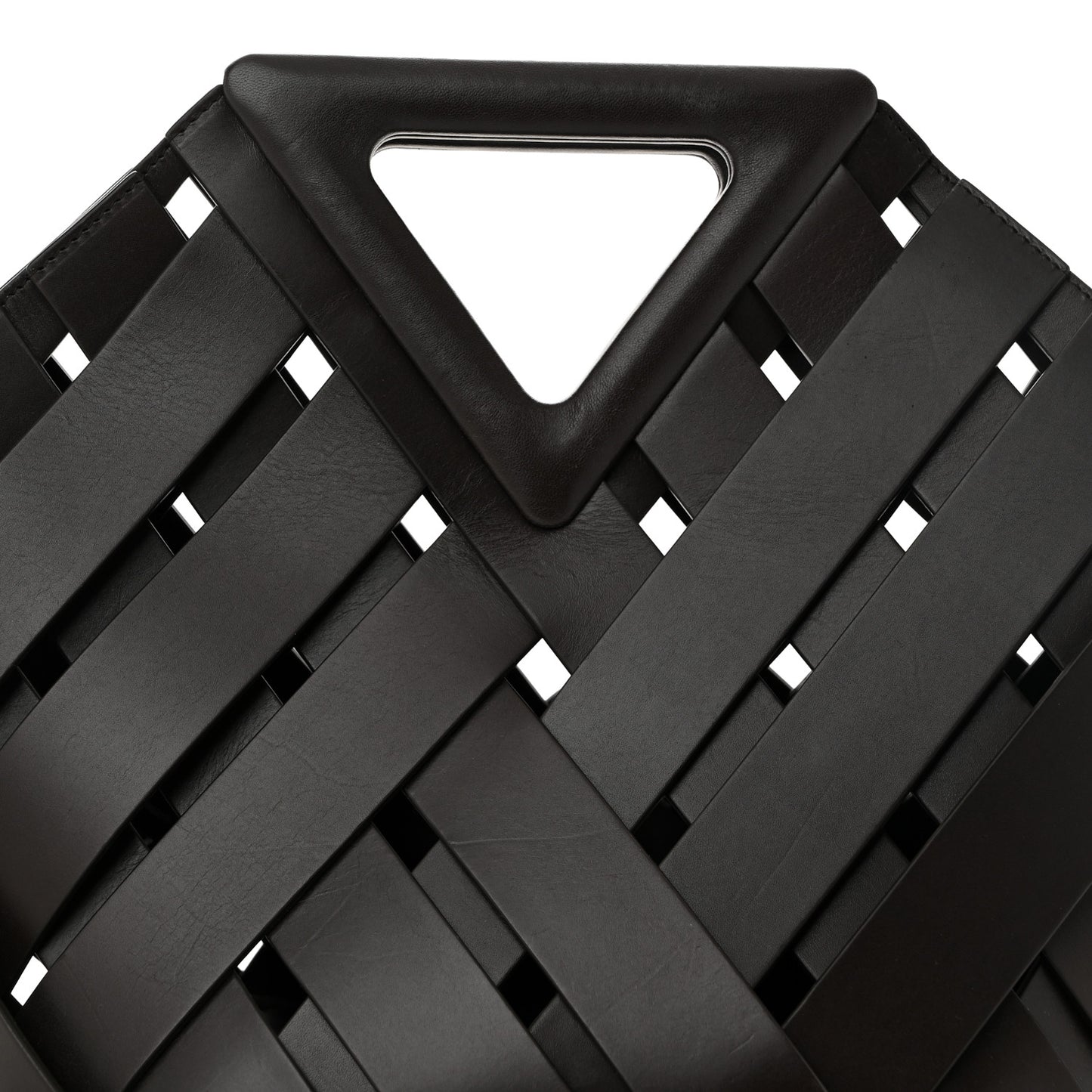 Calfskin V Woven Drawstring Tote Dark Brown
