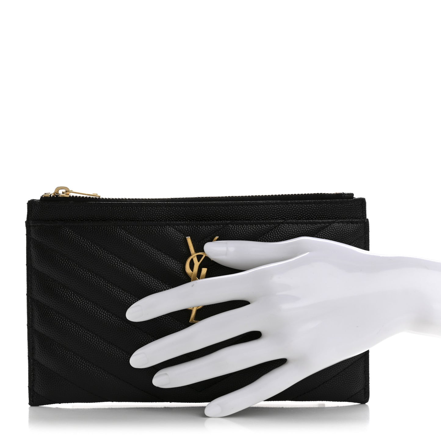 Grain De Poudre Chevron Monogram Bill Pouch Black